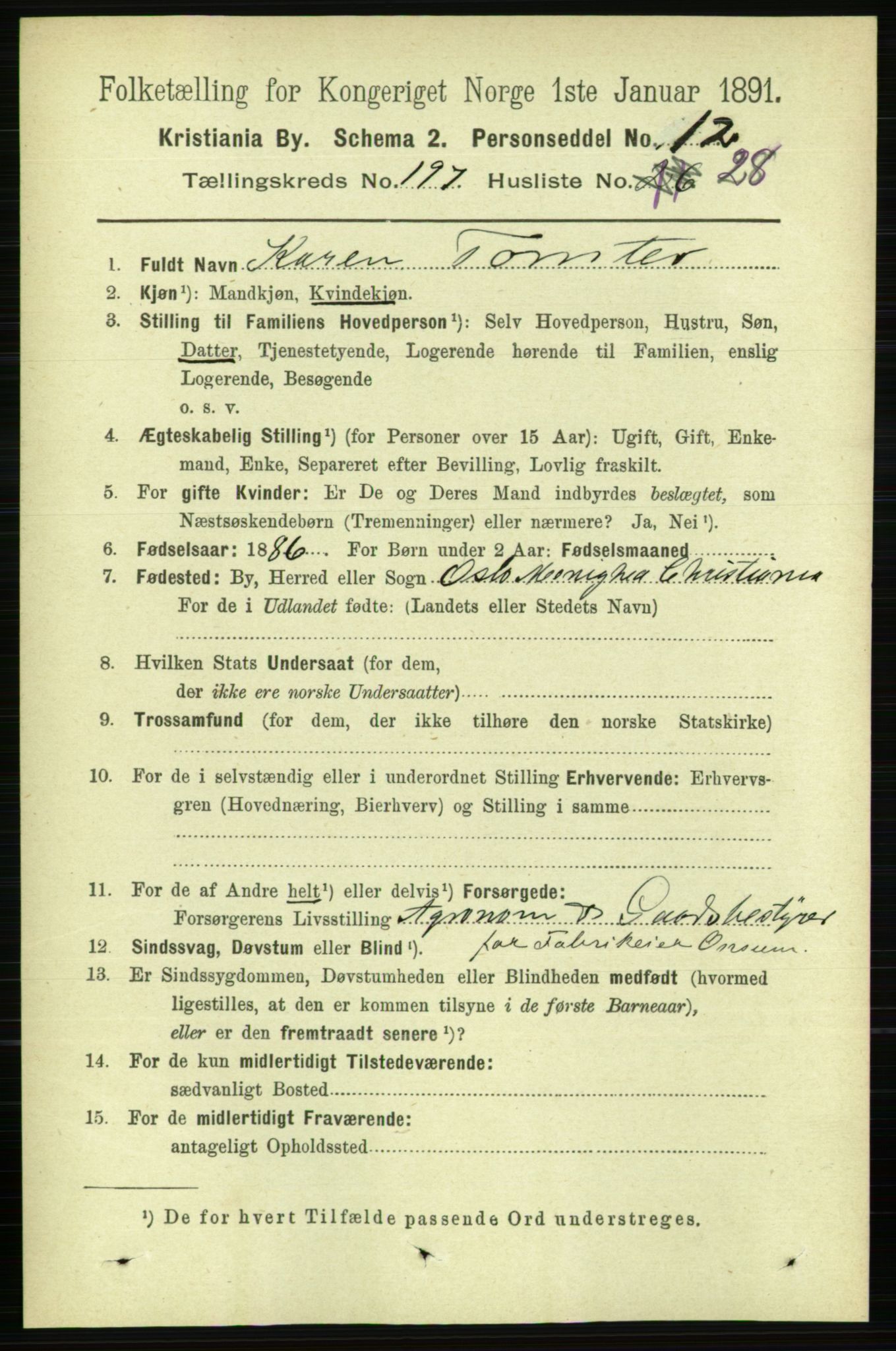 RA, 1891 census for 0301 Kristiania, 1891, p. 119201