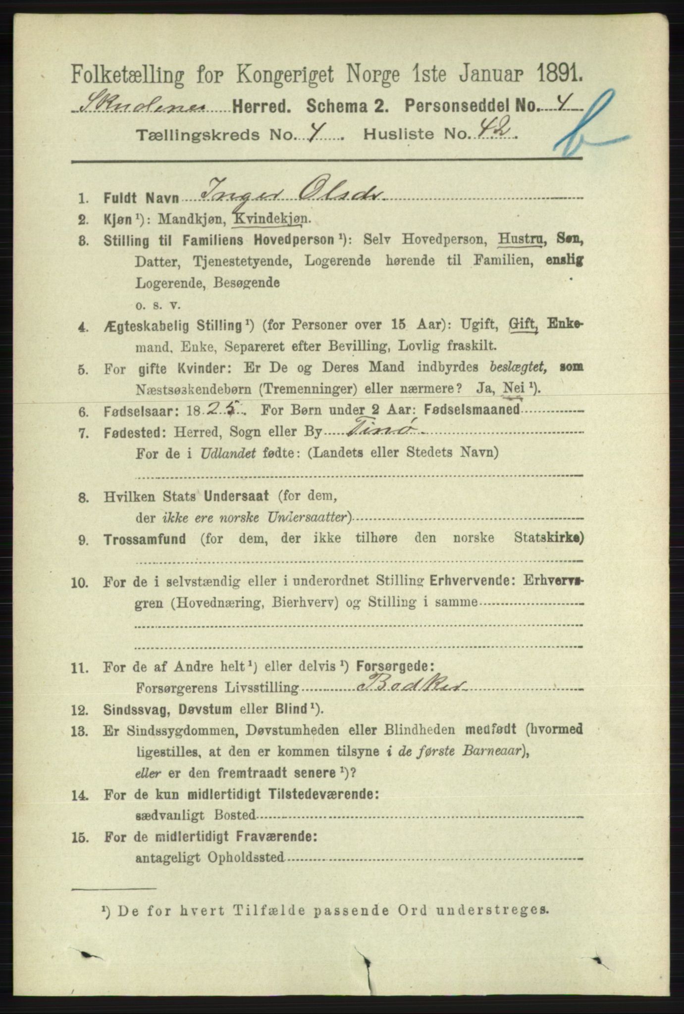 RA, 1891 census for 1150 Skudenes, 1891, p. 4775