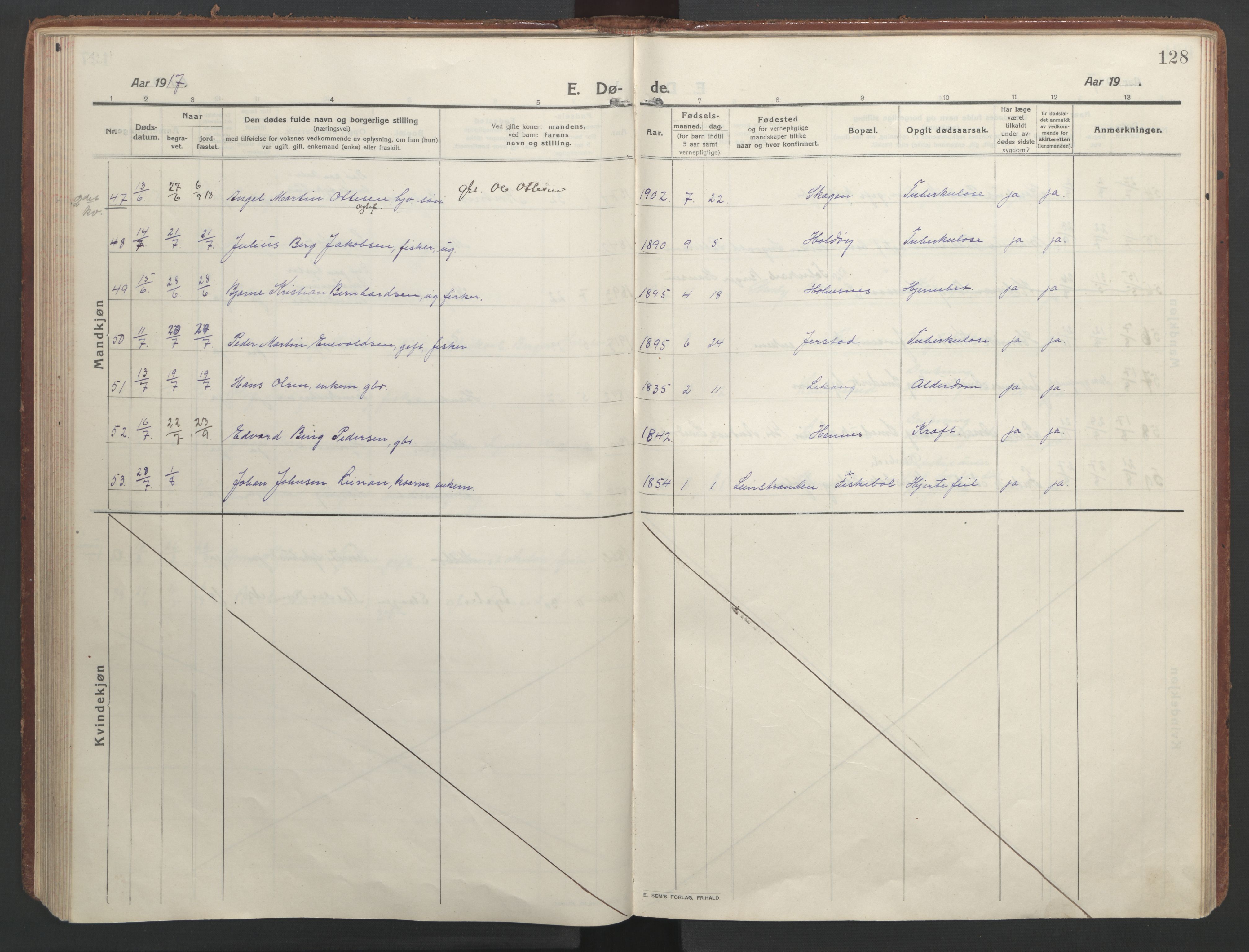 Ministerialprotokoller, klokkerbøker og fødselsregistre - Nordland, SAT/A-1459/888/L1251: Parish register (official) no. 888A17, 1913-1925, p. 128
