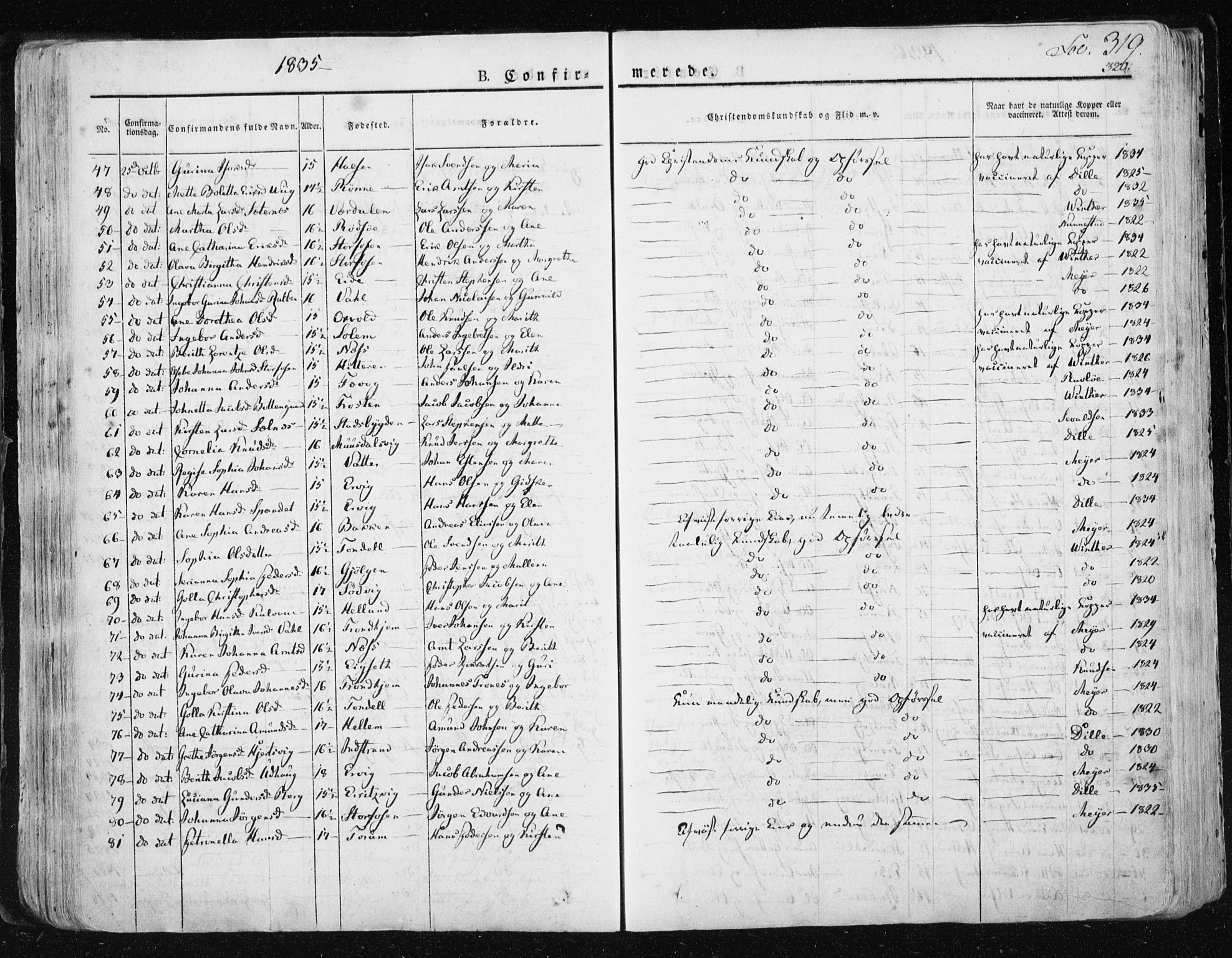 Ministerialprotokoller, klokkerbøker og fødselsregistre - Sør-Trøndelag, SAT/A-1456/659/L0735: Parish register (official) no. 659A05, 1826-1841, p. 319