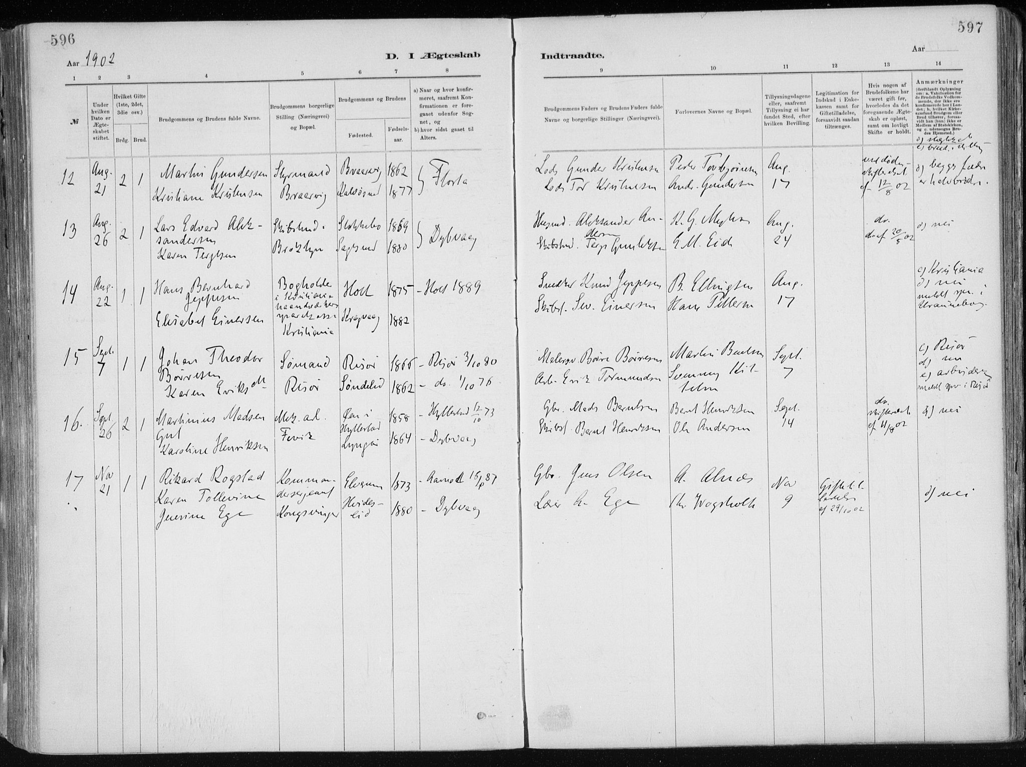 Dypvåg sokneprestkontor, AV/SAK-1111-0007/F/Fa/Faa/L0008: Parish register (official) no. A 8, 1885-1906, p. 596-597