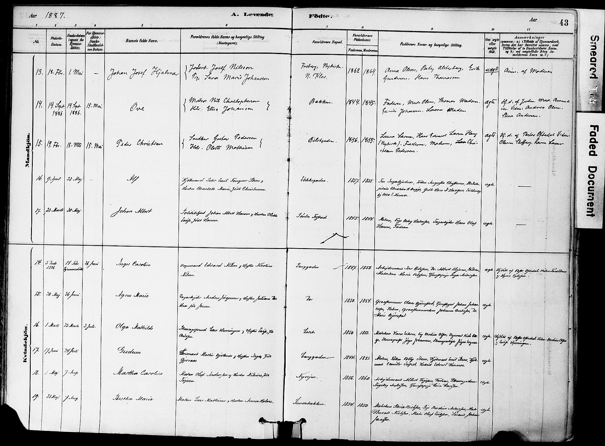 Holmestrand kirkebøker, AV/SAKO-A-346/F/Fa/L0004: Parish register (official) no. 4, 1880-1901, p. 43