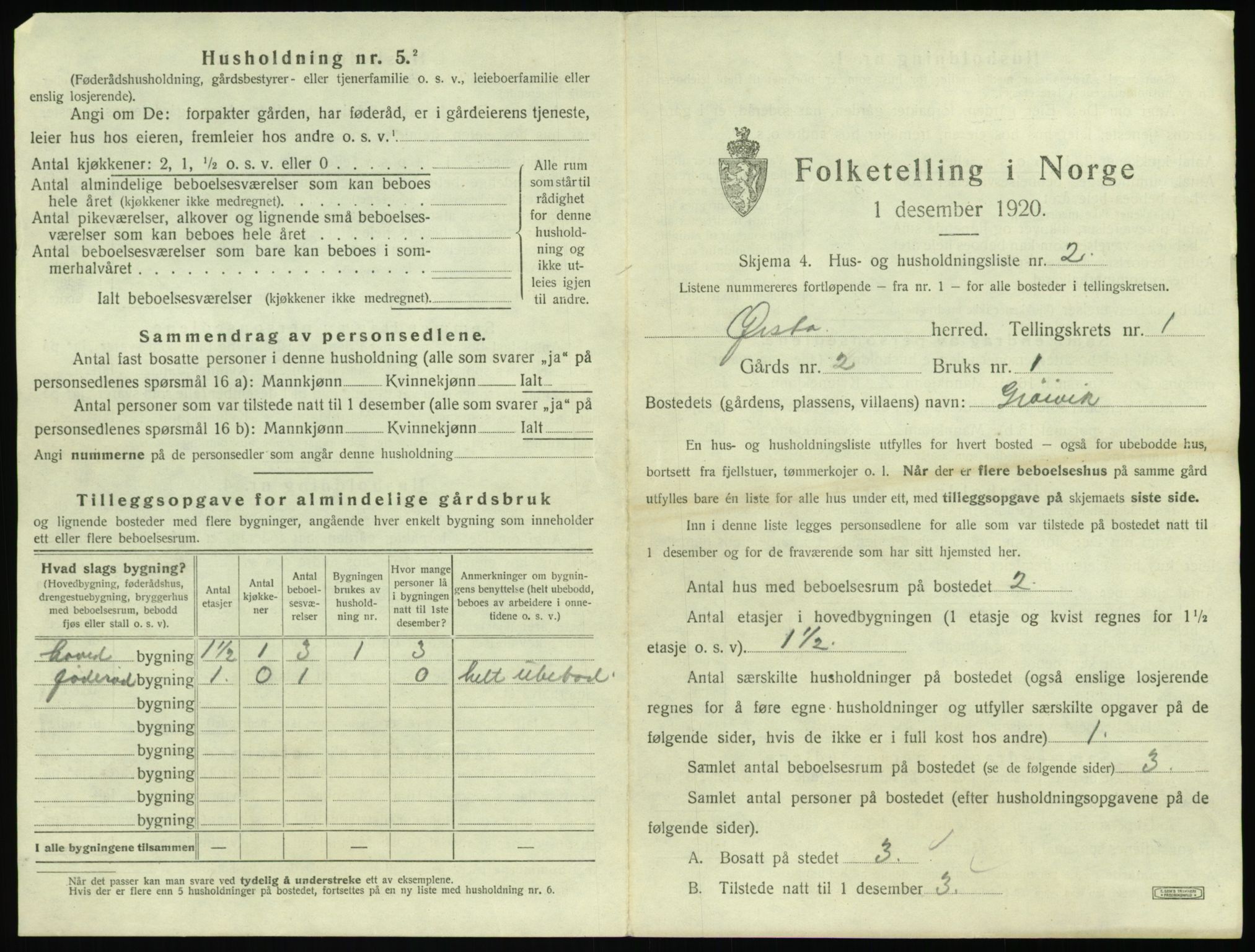 SAT, 1920 census for Ørsta, 1920, p. 42