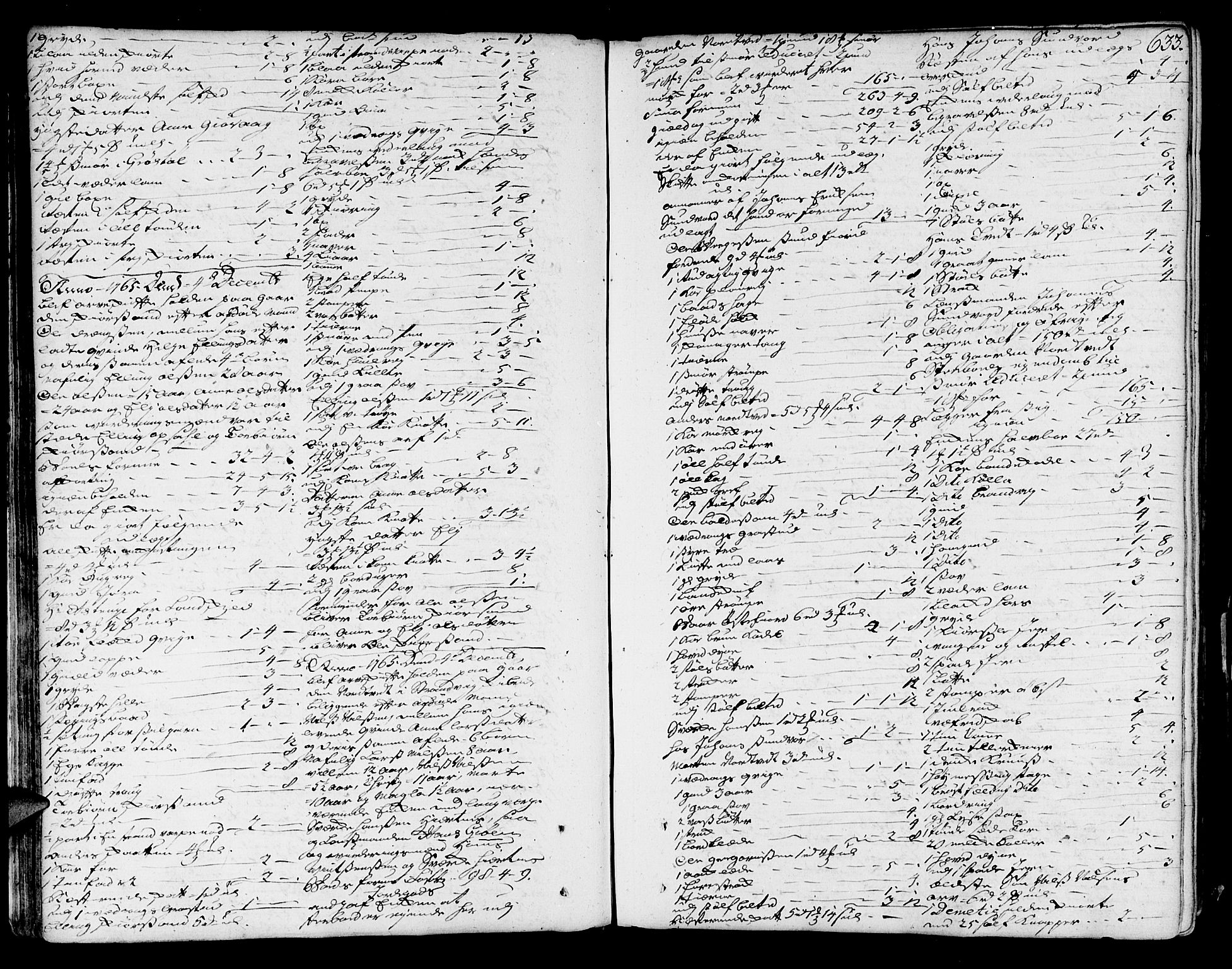 Sunnhordland sorenskrivar, SAB/A-2401/1/H/Ha/Haa/L0007: Skifteprotokollar. Register på lesesal. Fol. 901- ut, 1765-1768, p. 632b-633a
