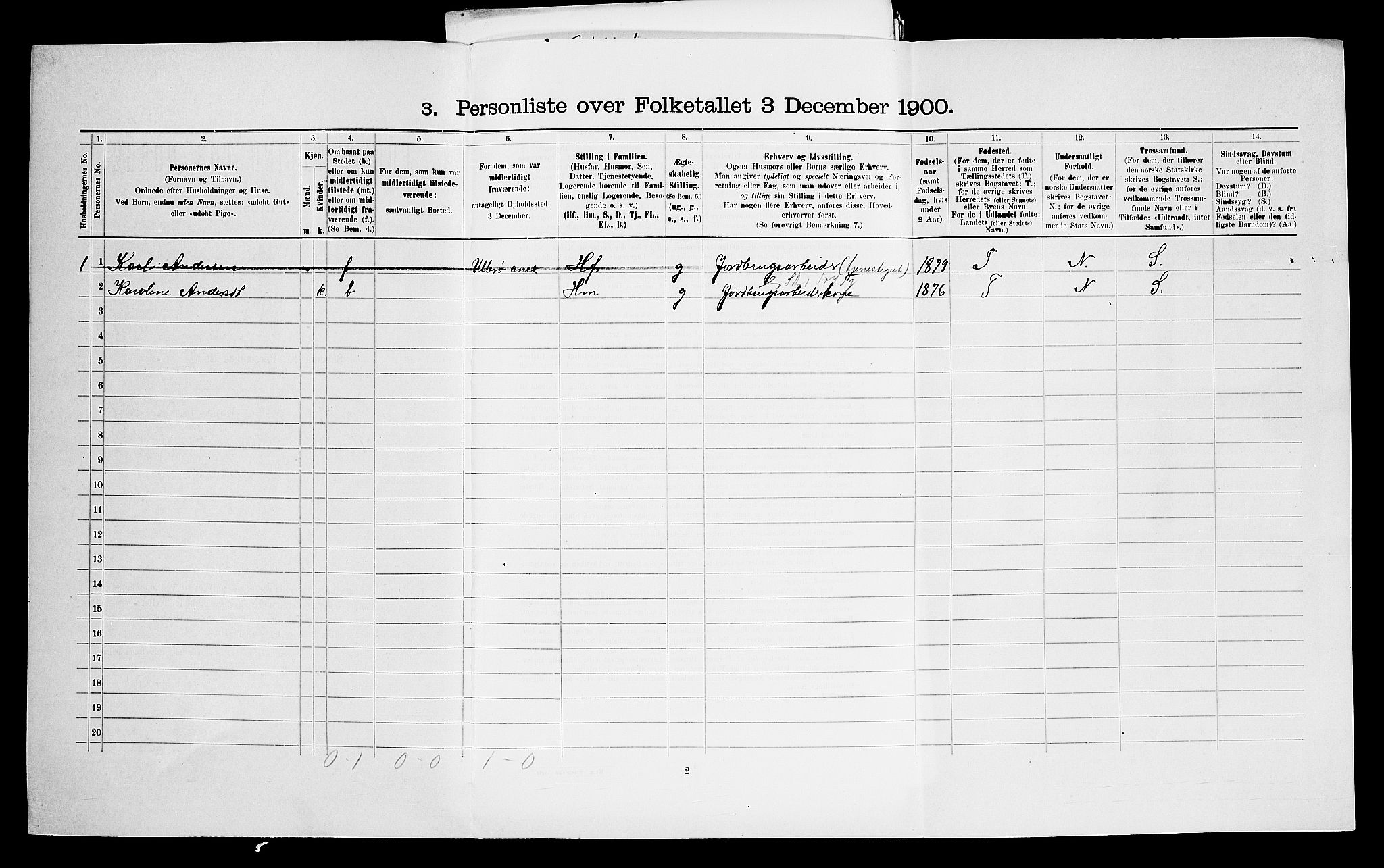 SAO, 1900 census for Skjeberg, 1900, p. 627