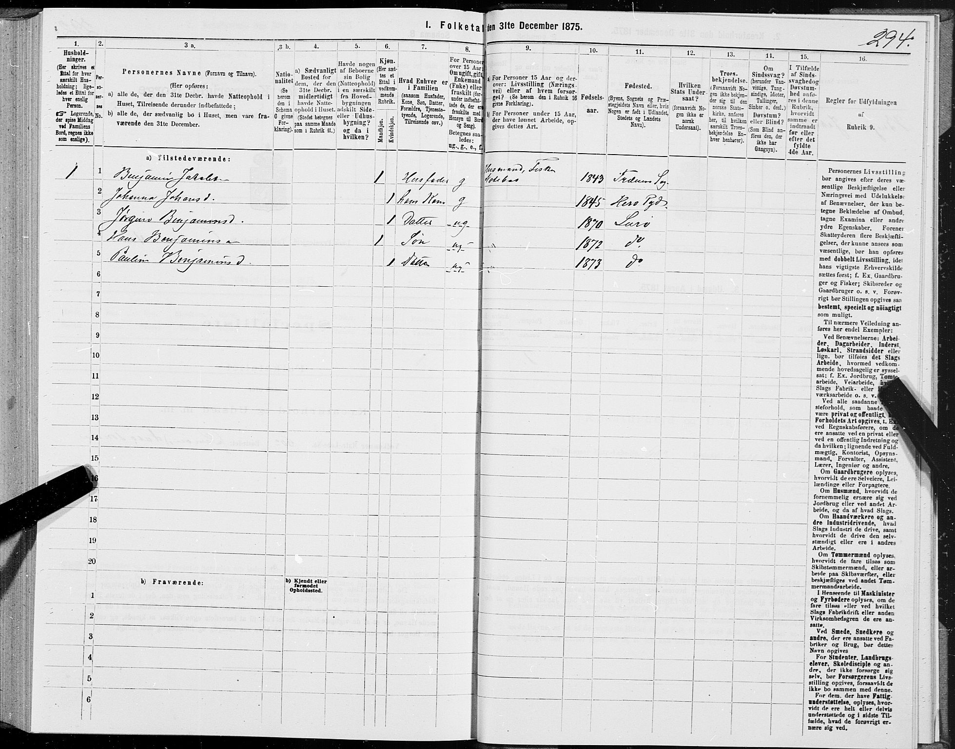 SAT, 1875 census for 1834P Lurøy, 1875, p. 3294