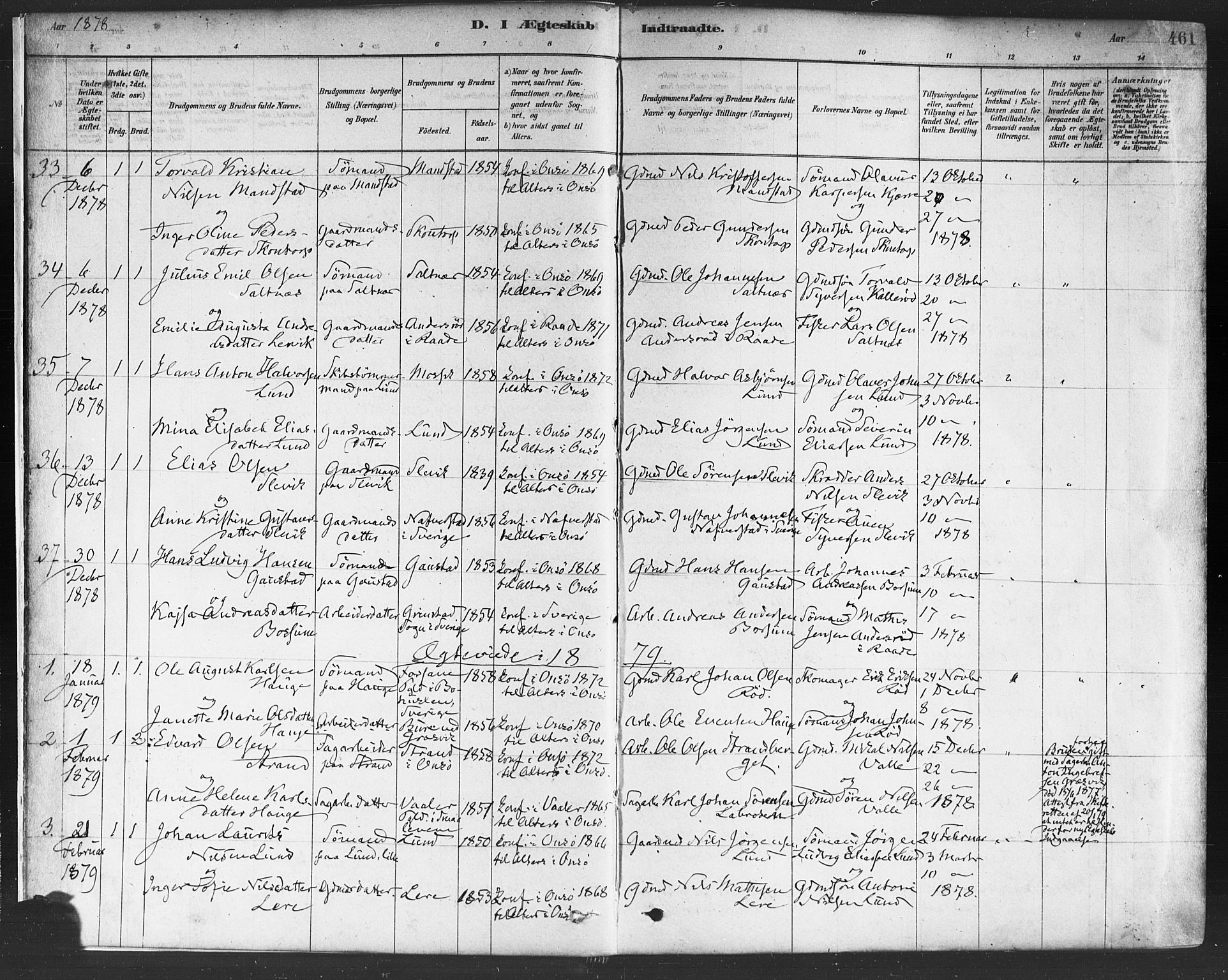 Onsøy prestekontor Kirkebøker, SAO/A-10914/F/Fa/L0006: Parish register (official) no. I 6, 1878-1898, p. 461