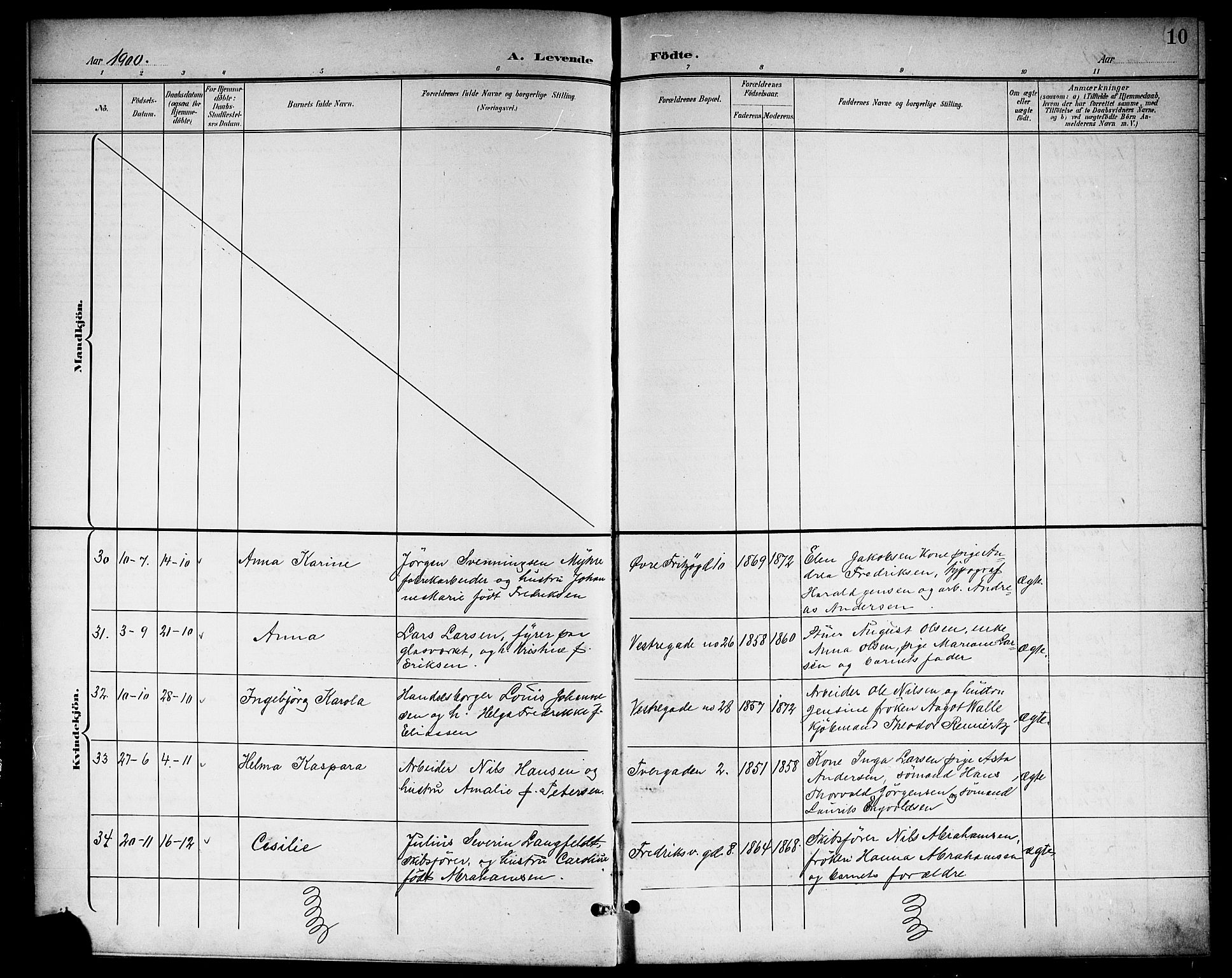 Larvik kirkebøker, AV/SAKO-A-352/G/Gb/L0004: Parish register (copy) no. II 4, 1899-1919, p. 10