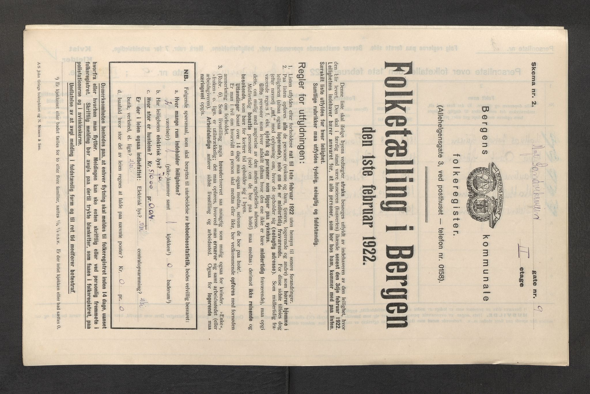 SAB, Municipal Census 1922 for Bergen, 1922, p. 34639