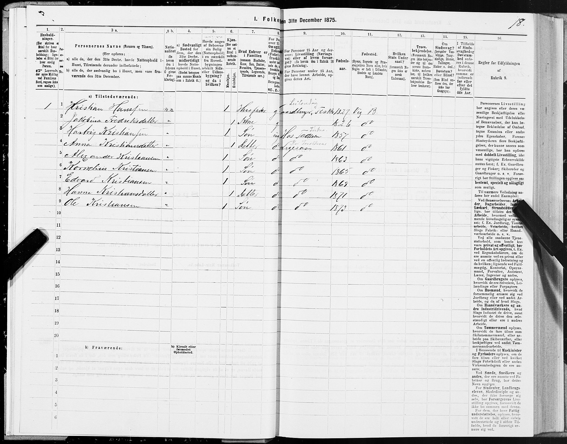 SAT, 1875 census for 1814P Brønnøy, 1875, p. 1018