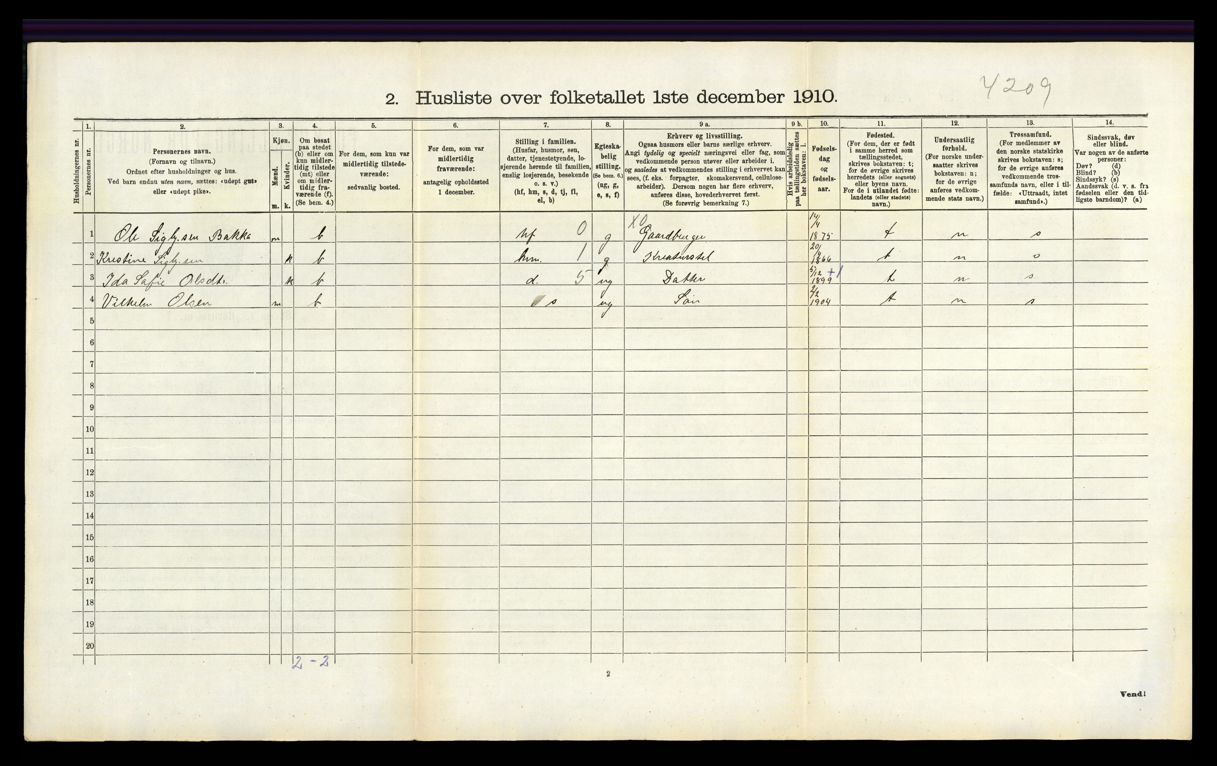 RA, 1910 census for Bakke, 1910, p. 296