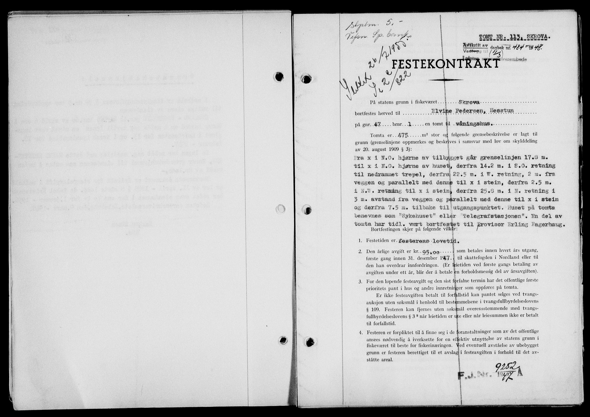 Lofoten sorenskriveri, SAT/A-0017/1/2/2C/L0018a: Mortgage book no. 18a, 1948-1948, Diary no: : 484/1948