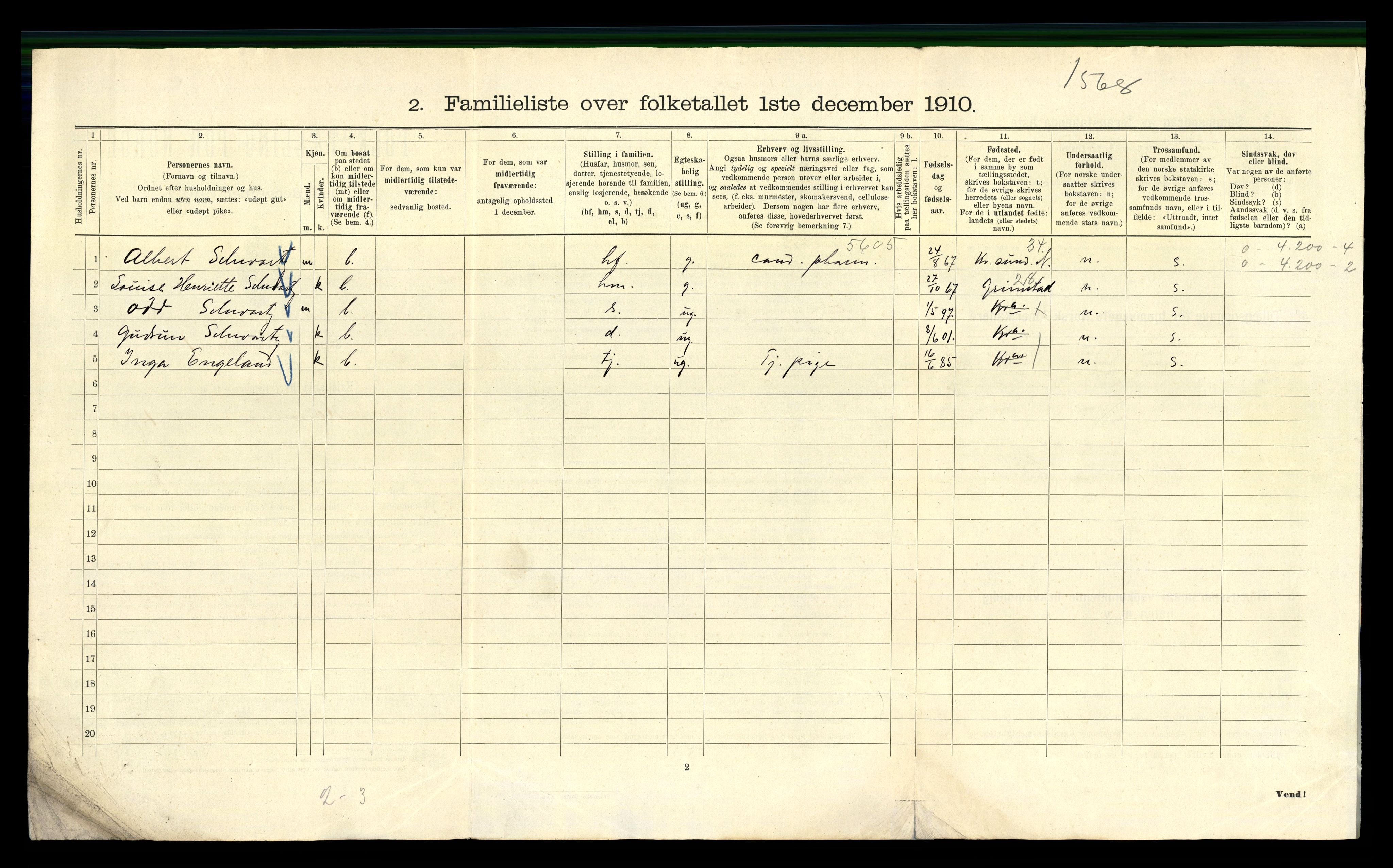 RA, 1910 census for Kristiania, 1910, p. 39984