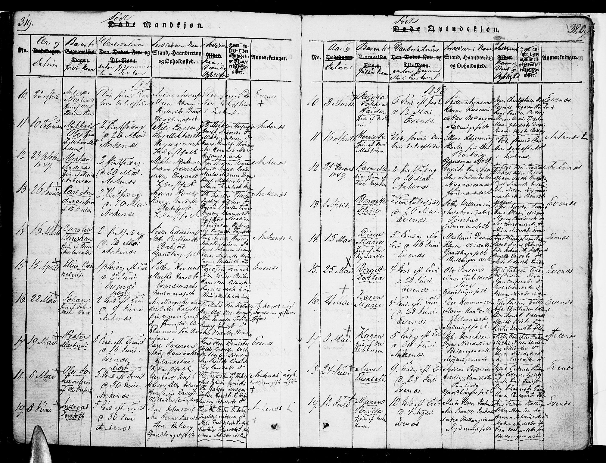 Ministerialprotokoller, klokkerbøker og fødselsregistre - Nordland, AV/SAT-A-1459/863/L0894: Parish register (official) no. 863A06, 1821-1851, p. 319-320