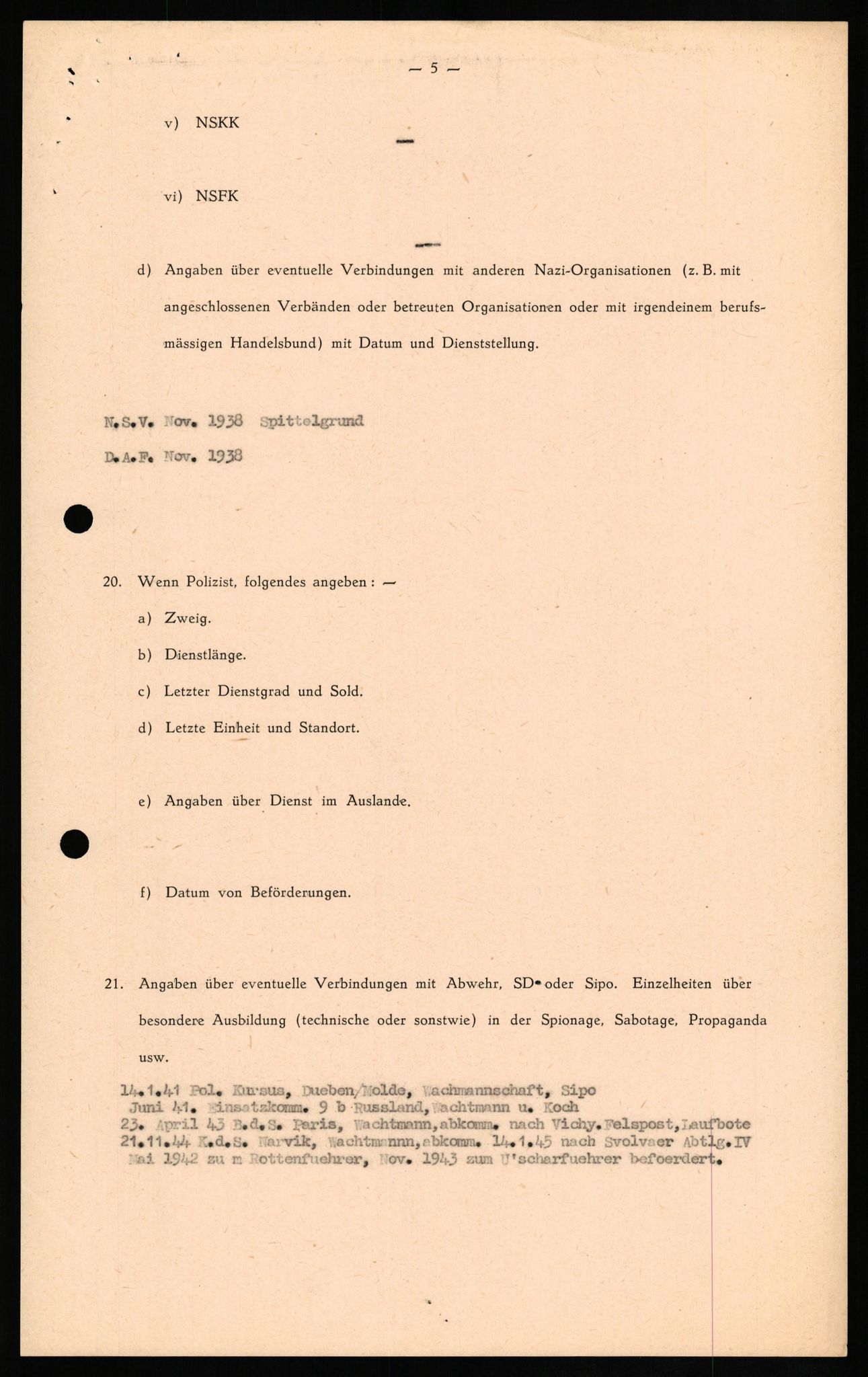 Forsvaret, Forsvarets overkommando II, AV/RA-RAFA-3915/D/Db/L0018: CI Questionaires. Tyske okkupasjonsstyrker i Norge. Tyskere., 1945-1946, p. 510