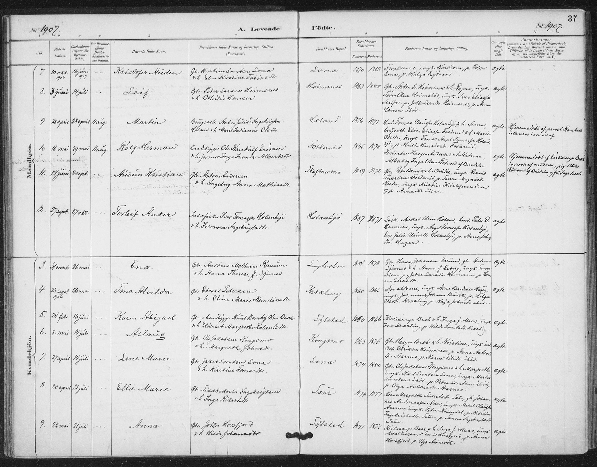 Ministerialprotokoller, klokkerbøker og fødselsregistre - Nord-Trøndelag, AV/SAT-A-1458/783/L0660: Parish register (official) no. 783A02, 1886-1918, p. 37