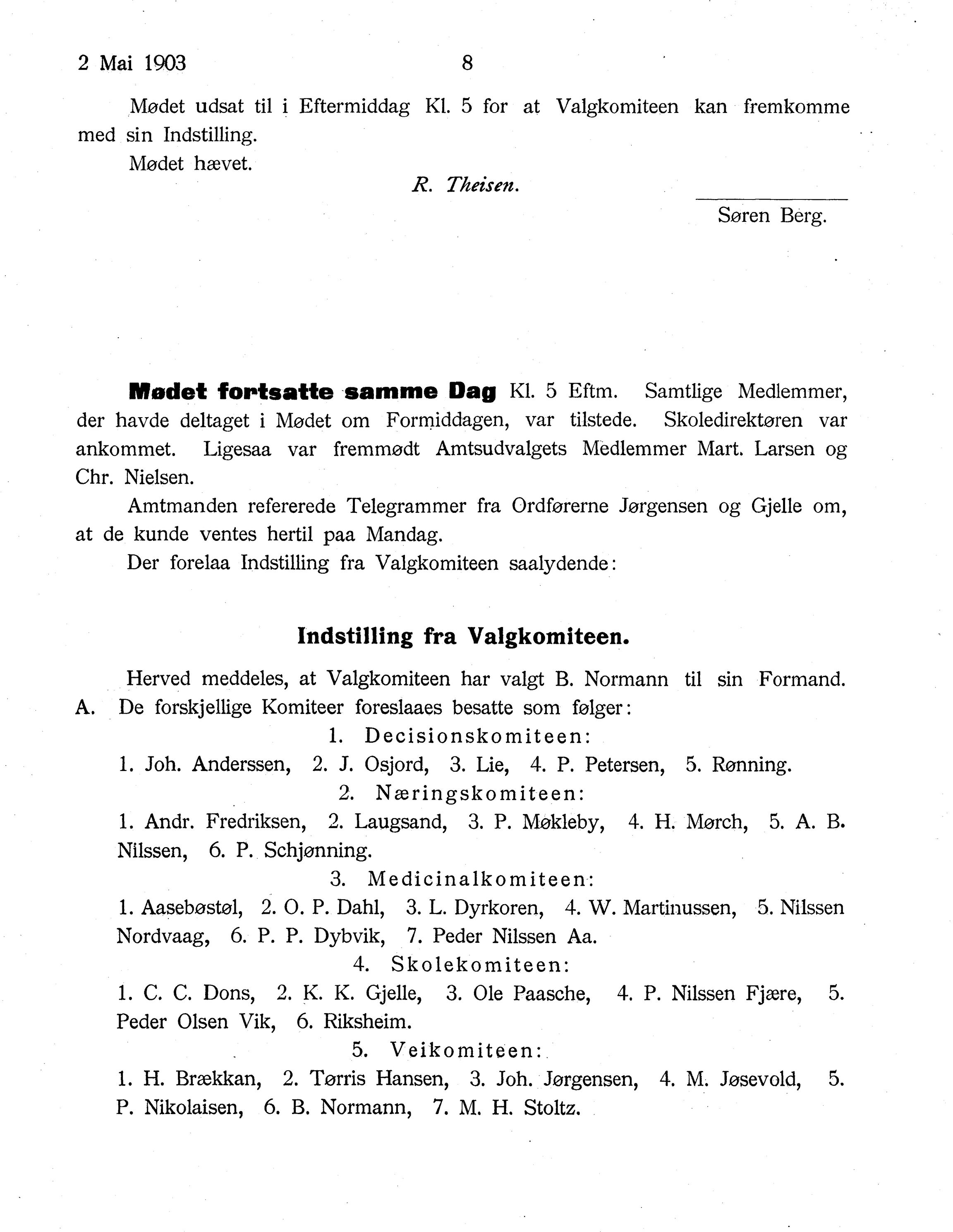 Nordland Fylkeskommune. Fylkestinget, AIN/NFK-17/176/A/Ac/L0026: Fylkestingsforhandlinger 1903, 1903