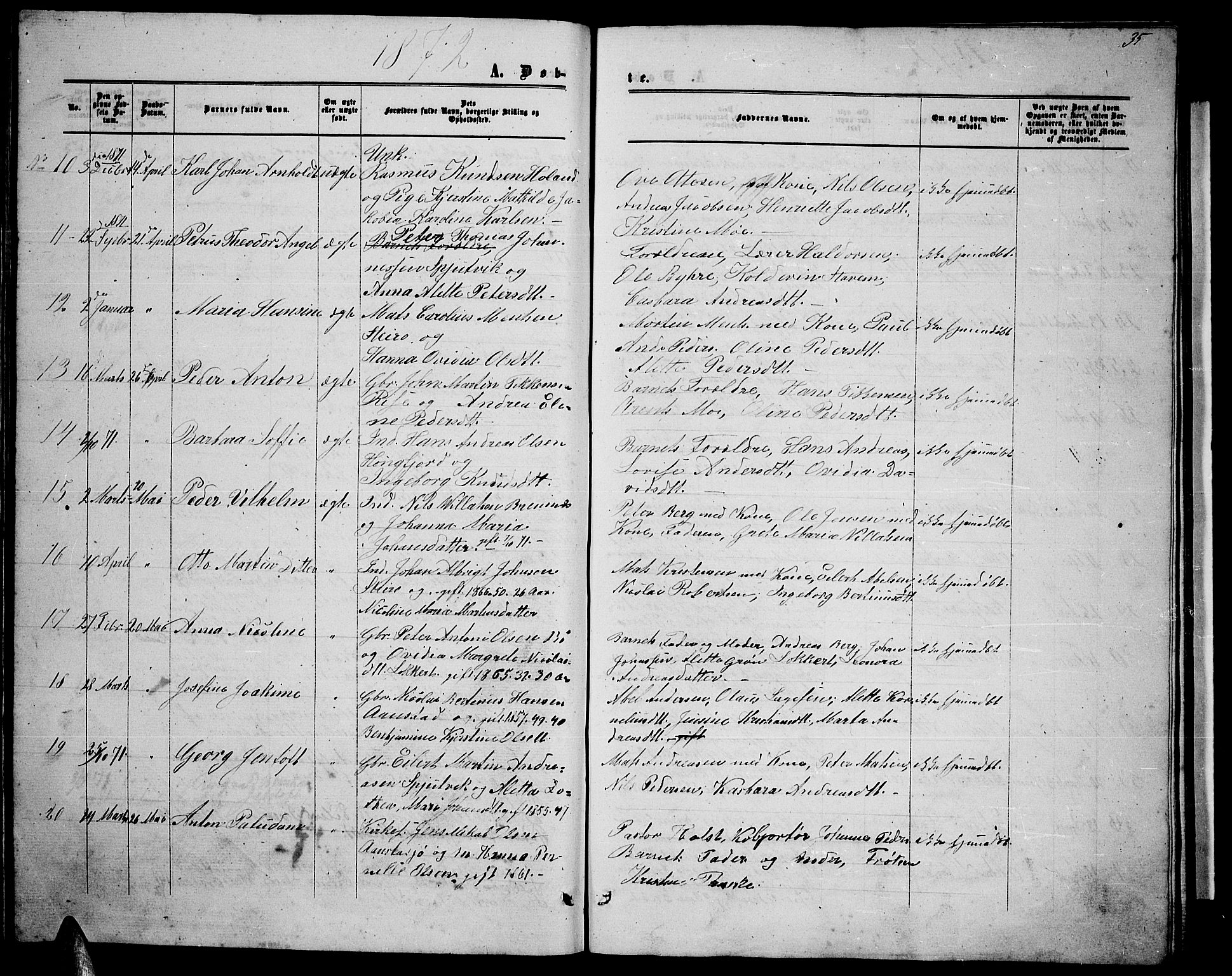 Ministerialprotokoller, klokkerbøker og fødselsregistre - Nordland, SAT/A-1459/895/L1381: Parish register (copy) no. 895C03, 1864-1885, p. 35