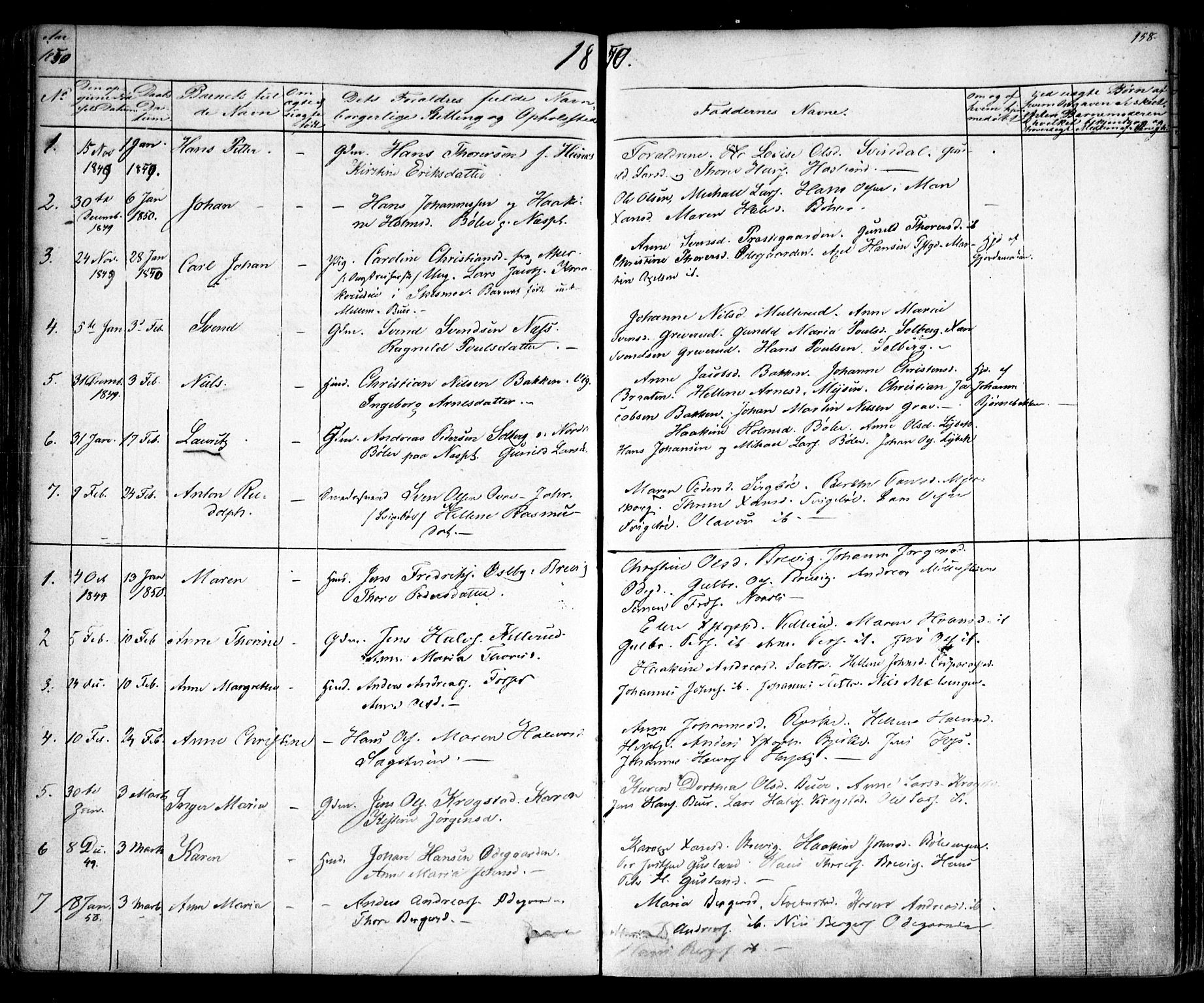 Enebakk prestekontor Kirkebøker, AV/SAO-A-10171c/F/Fa/L0009: Parish register (official) no. I 9, 1832-1861, p. 158