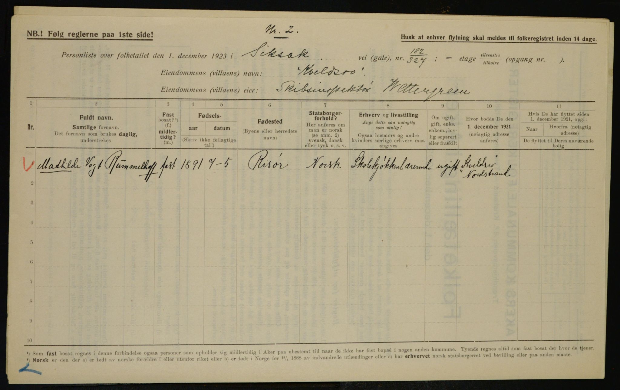 , Municipal Census 1923 for Aker, 1923, p. 38925