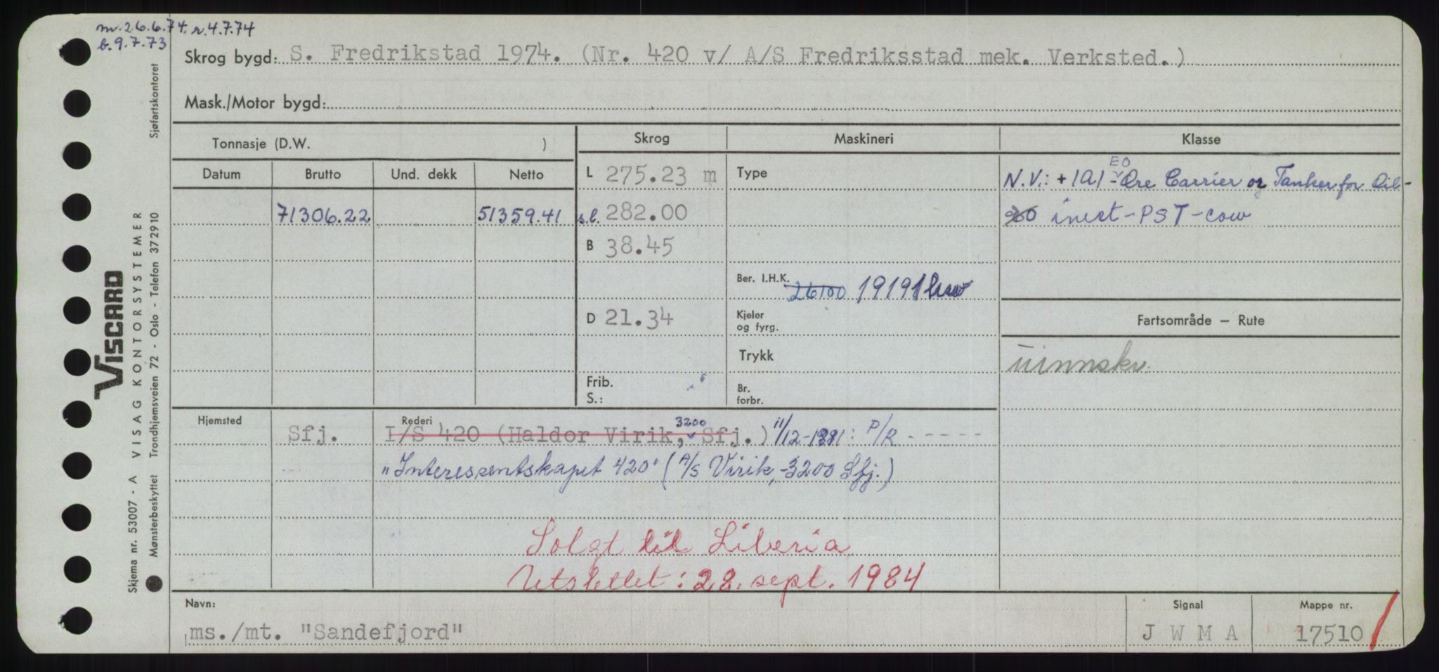 Sjøfartsdirektoratet med forløpere, Skipsmålingen, RA/S-1627/H/Hd/L0032: Fartøy, San-Seve, p. 53