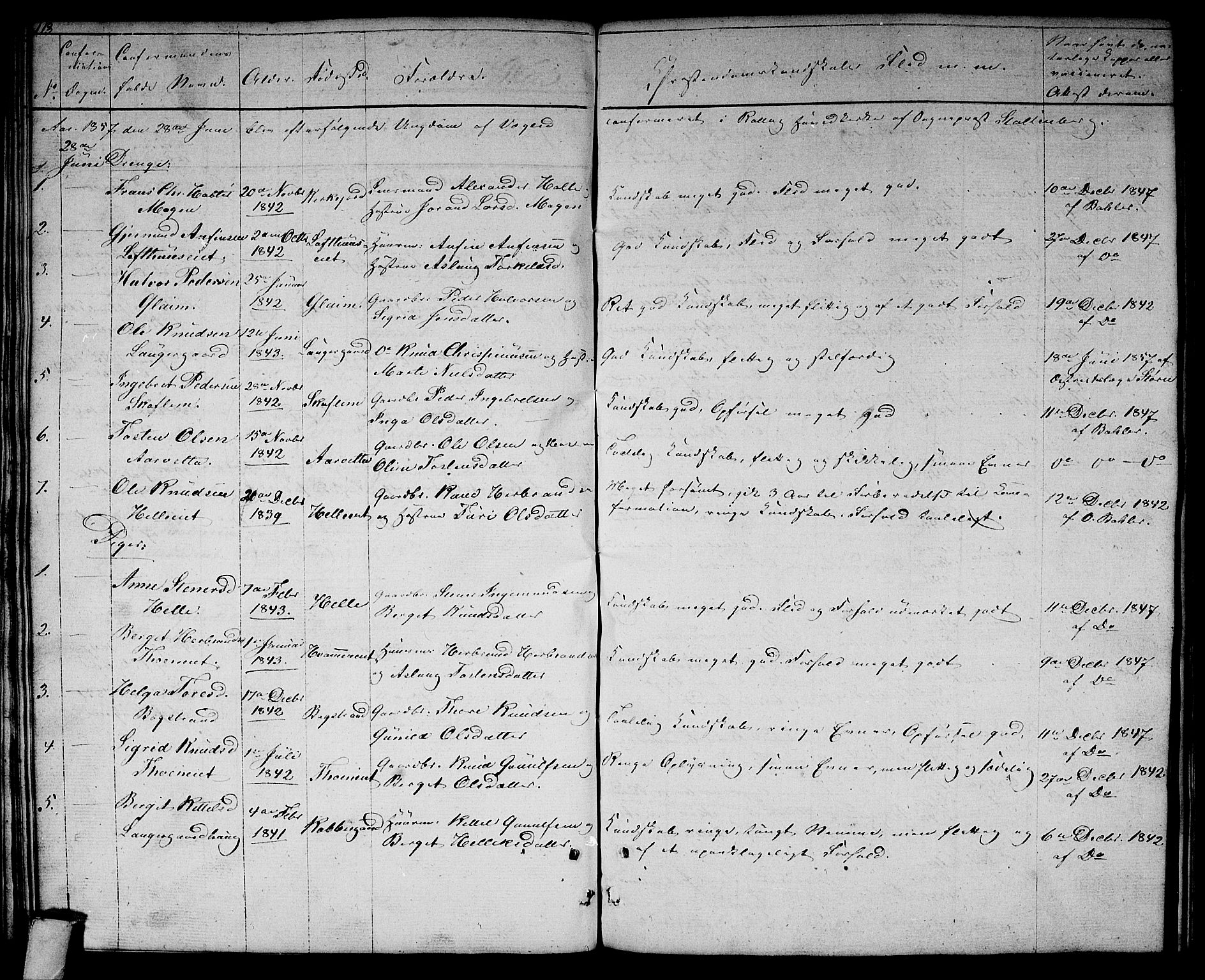 Rollag kirkebøker, SAKO/A-240/G/Gb/L0001: Parish register (copy) no. II 1, 1836-1877, p. 113