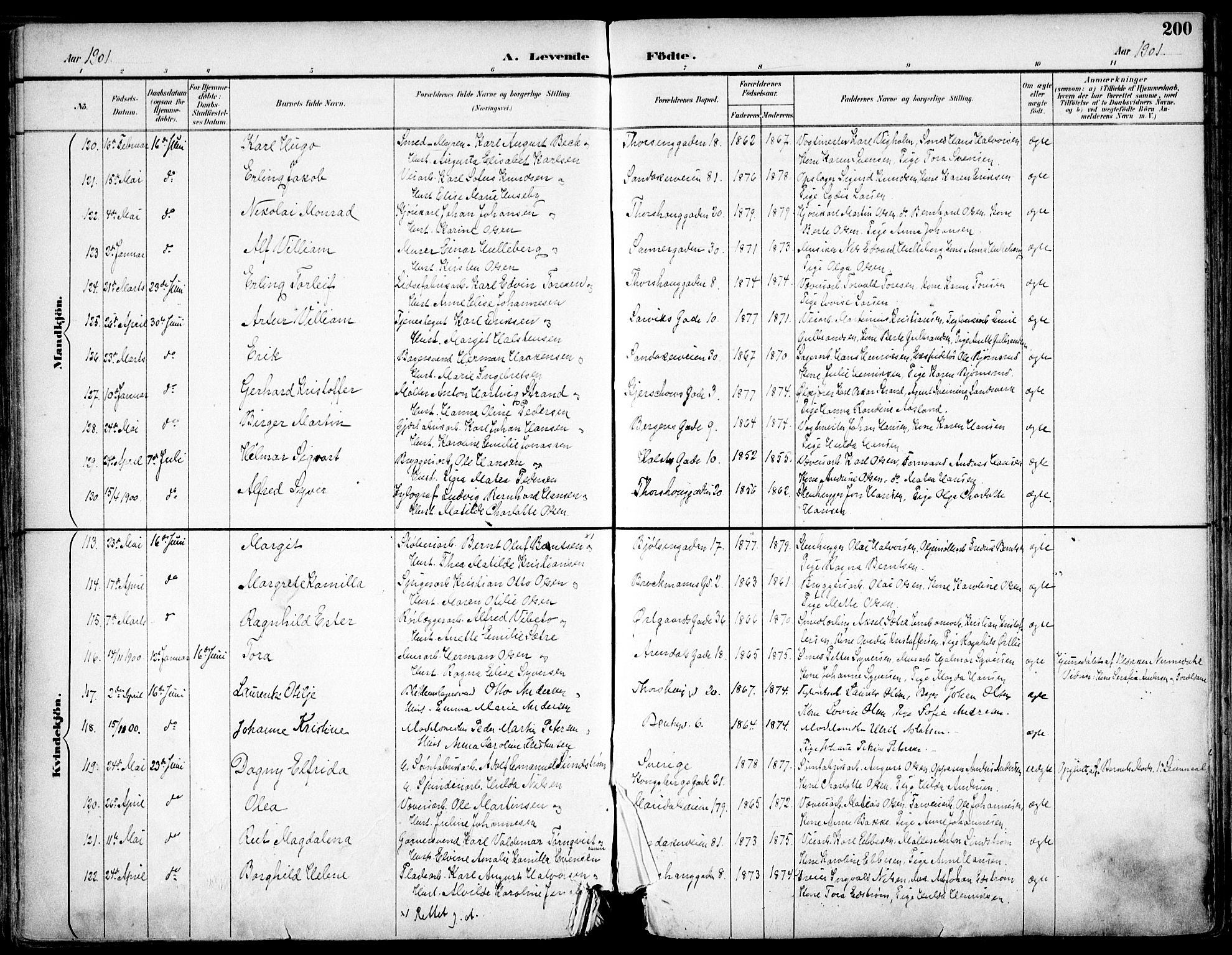 Sagene prestekontor Kirkebøker, SAO/A-10796/F/L0004: Parish register (official) no. 4, 1894-1904, p. 200