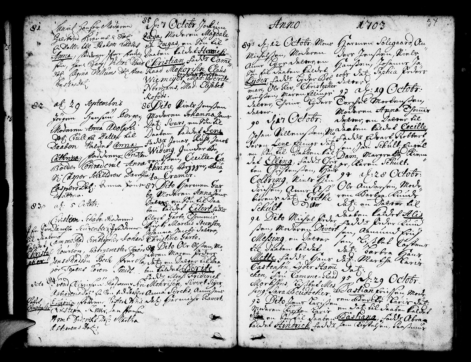 Nykirken Sokneprestembete, AV/SAB-A-77101/H/Haa/L0002: Parish register (official) no. A 2, 1700-1723, p. 34