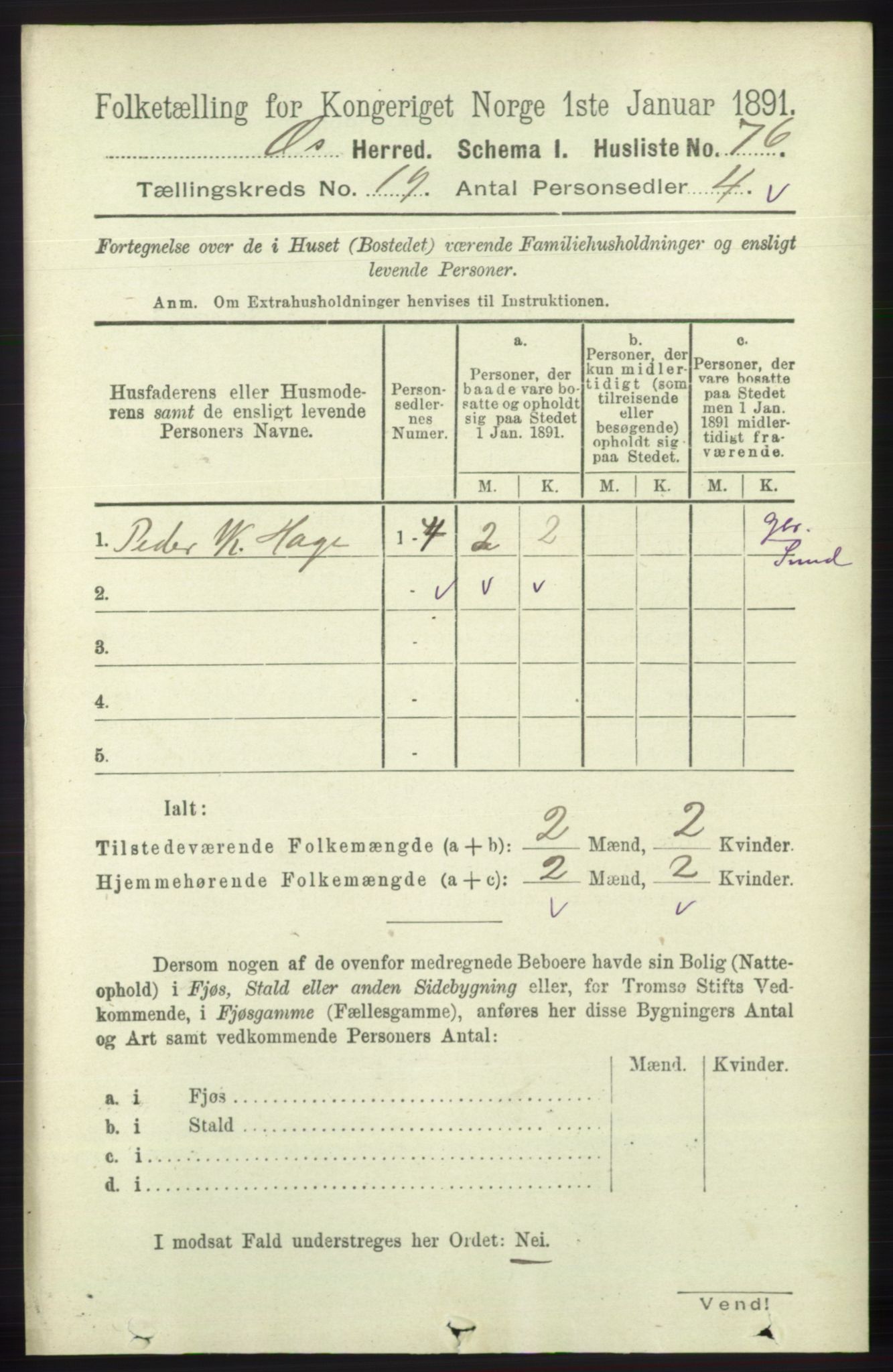 RA, 1891 census for 1243 Os, 1891, p. 4194