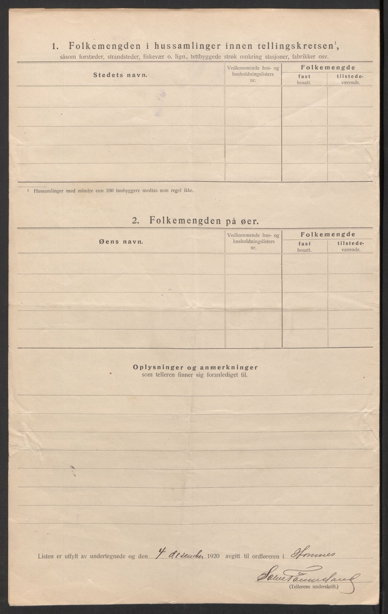 SAK, 1920 census for Hornnes, 1920, p. 37