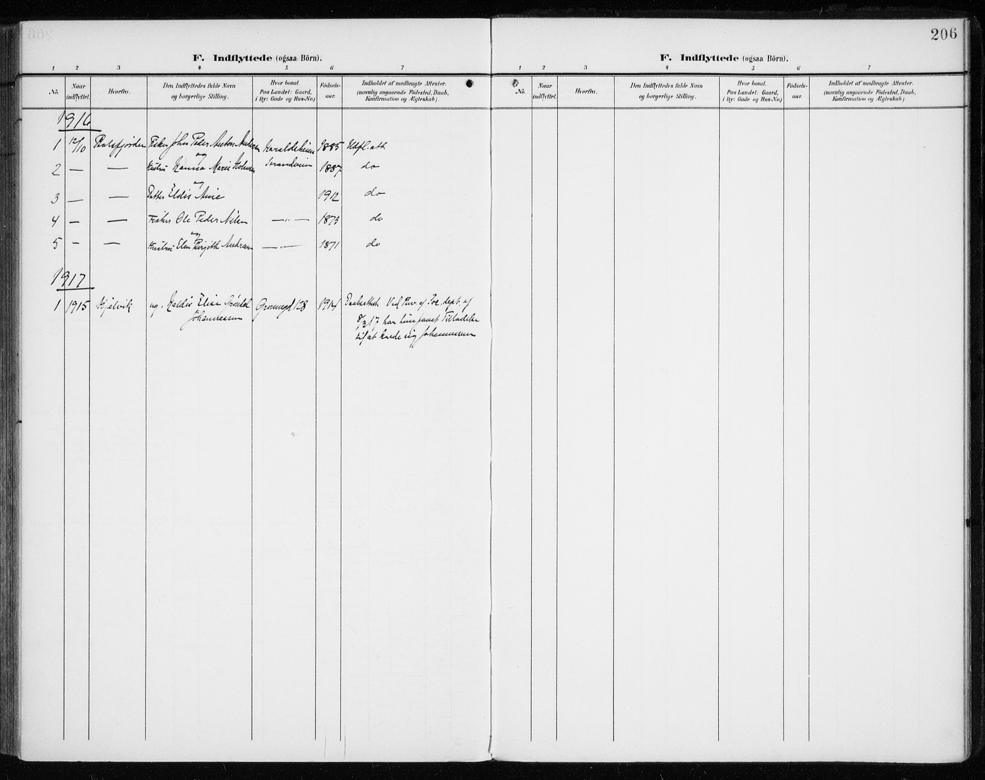 Tromsø sokneprestkontor/stiftsprosti/domprosti, SATØ/S-1343/G/Ga/L0018kirke: Parish register (official) no. 18, 1907-1917, p. 206