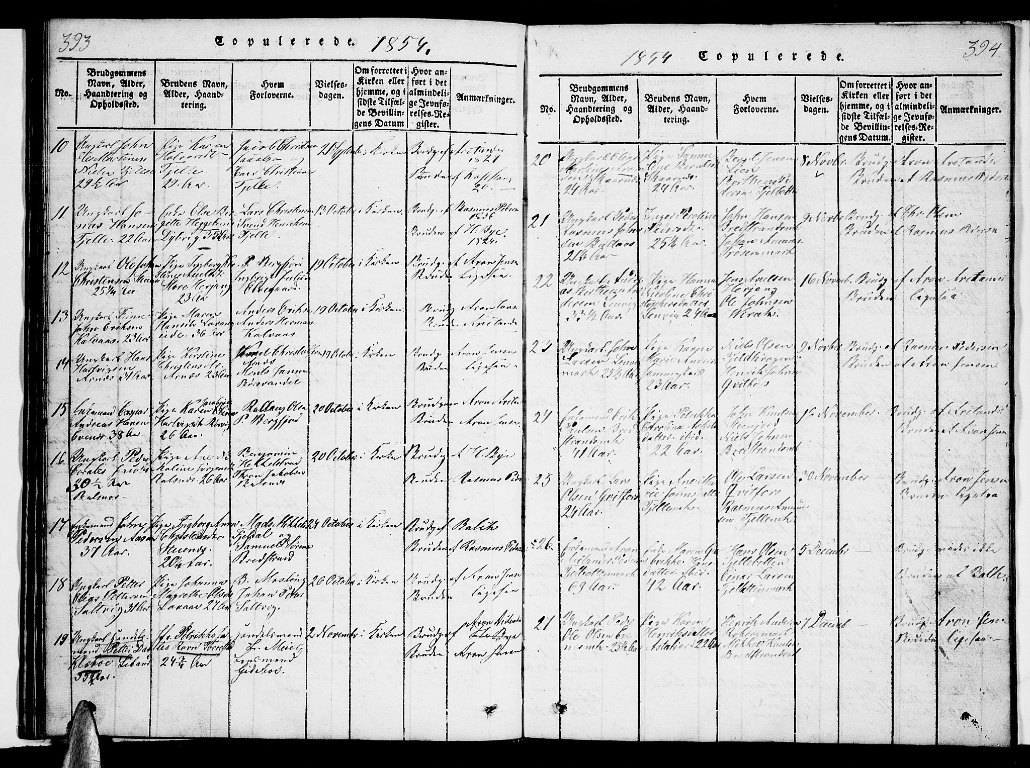 Ministerialprotokoller, klokkerbøker og fødselsregistre - Nordland, AV/SAT-A-1459/863/L0911: Parish register (copy) no. 863C01, 1821-1858, p. 393-394