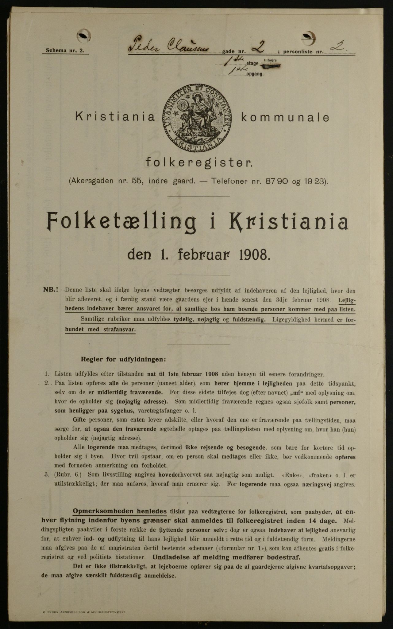 OBA, Municipal Census 1908 for Kristiania, 1908, p. 70586