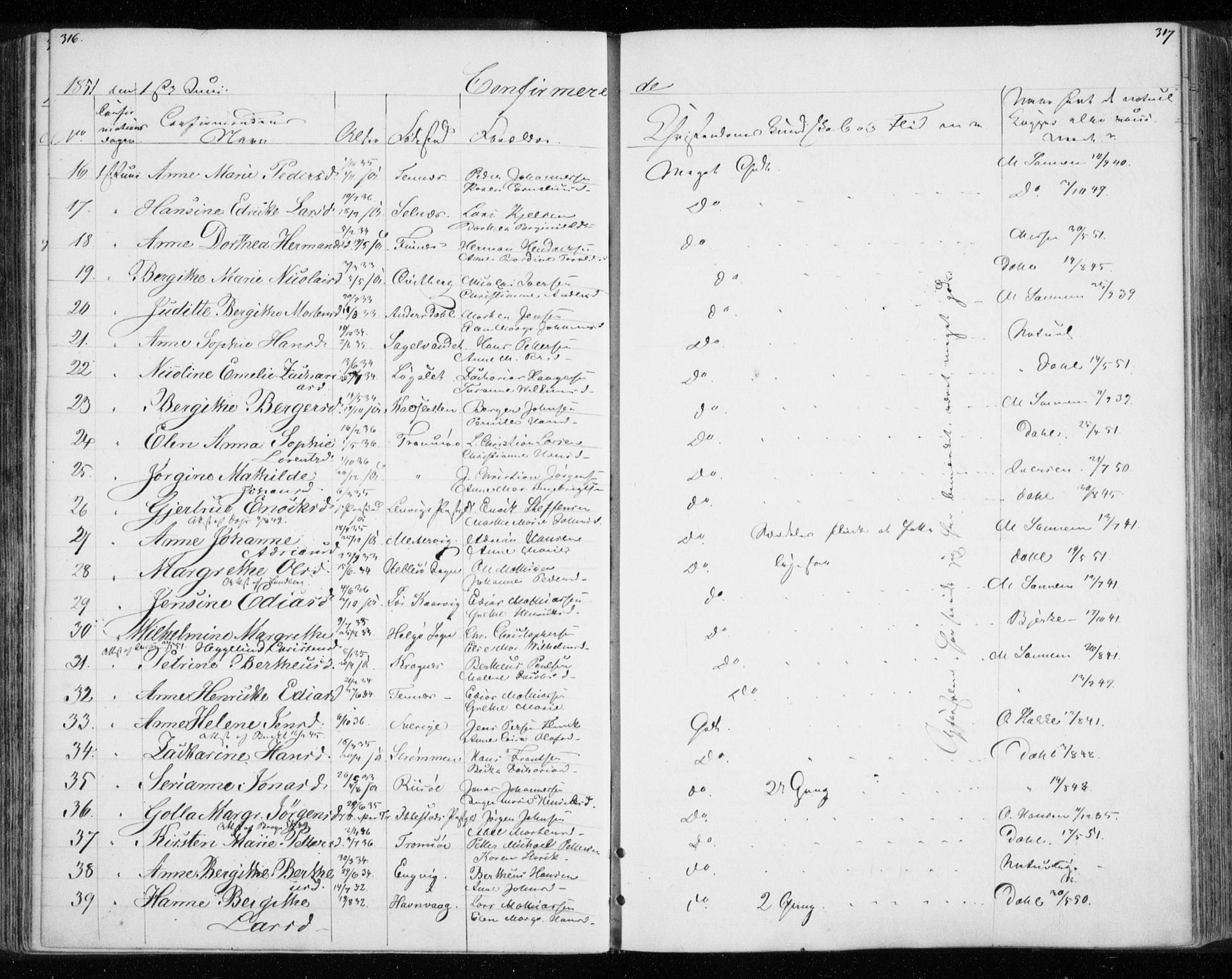 Tromsø sokneprestkontor/stiftsprosti/domprosti, SATØ/S-1343/G/Gb/L0005klokker: Parish register (copy) no. 5, 1846-1857, p. 316-317