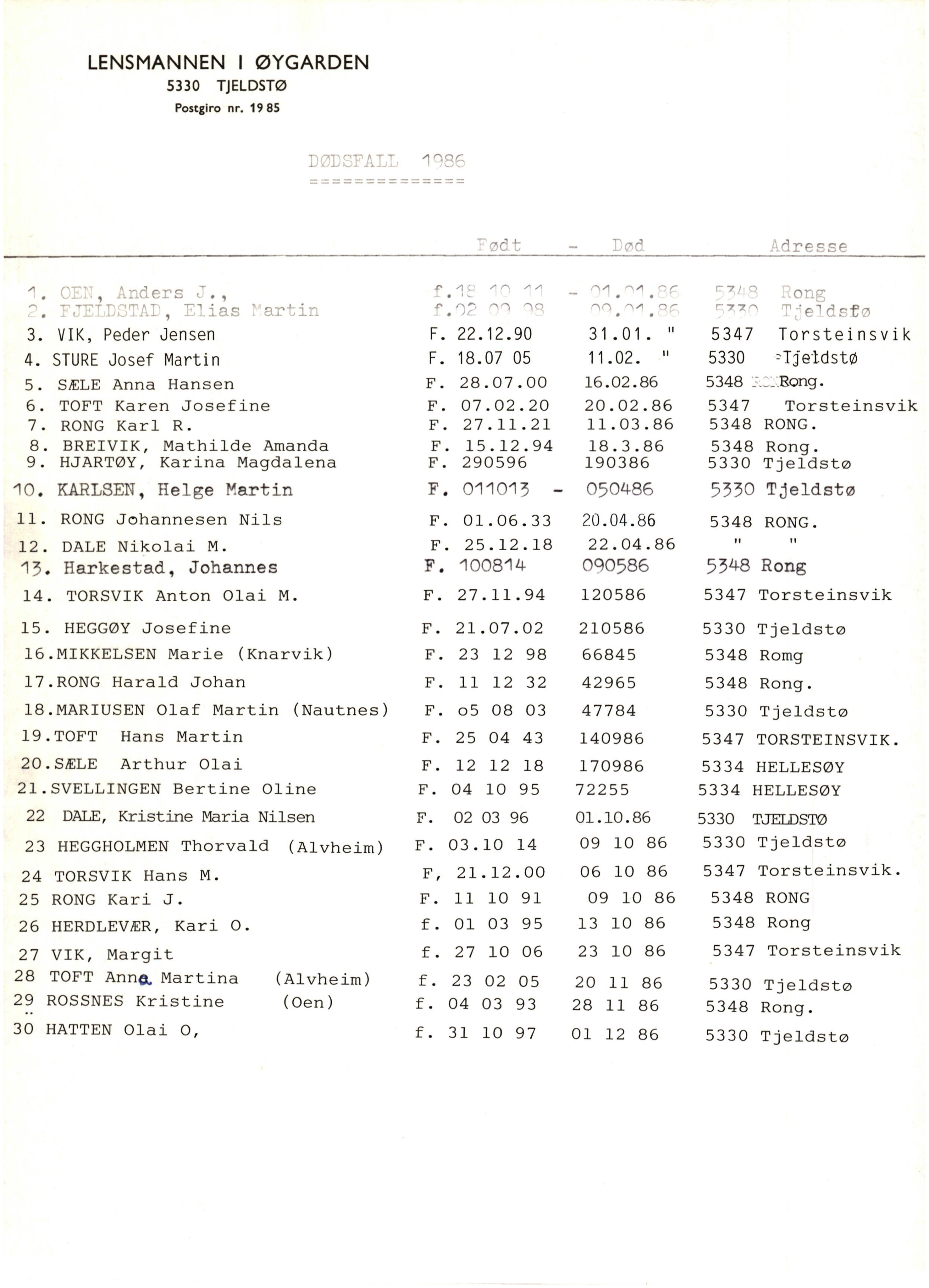 Lensmannen i Øygarden, AV/SAB-A-100155/0006/L0002: Dødsfallprotokoll, 1973-1989, p. 28