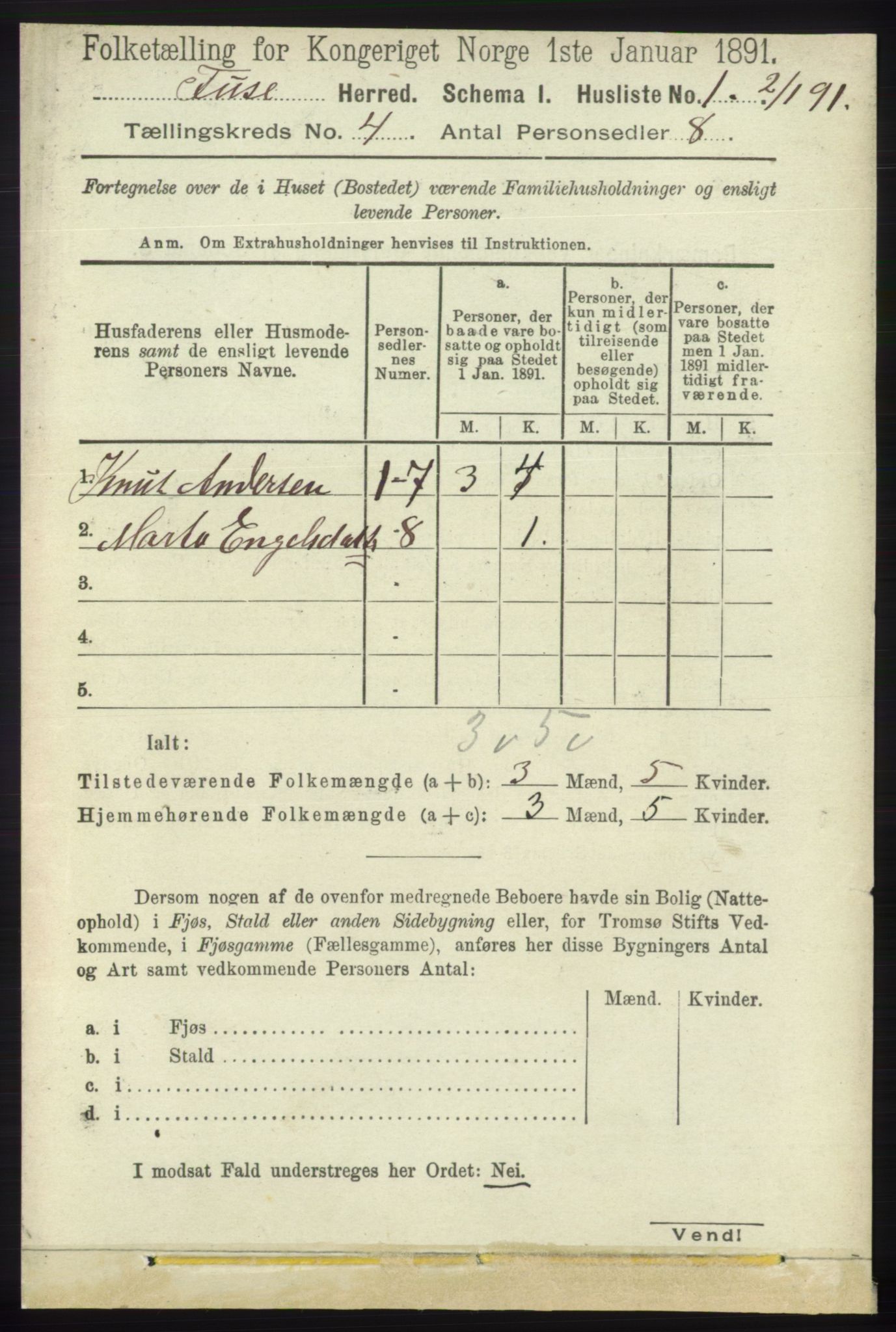 RA, 1891 census for 1241 Fusa, 1891, p. 677