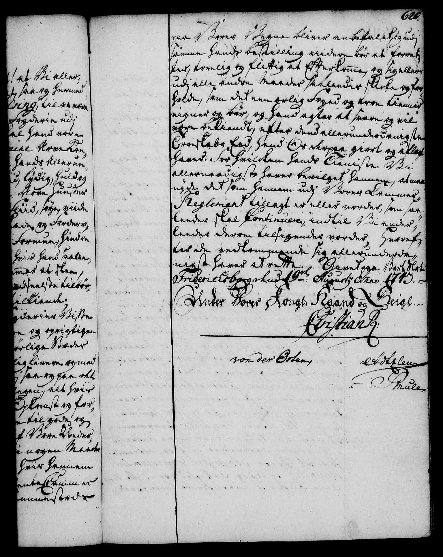 Rentekammeret, Kammerkanselliet, RA/EA-3111/G/Gg/Gge/L0002: Norsk bestallingsprotokoll med register (merket RK 53.26), 1730-1744, p. 620