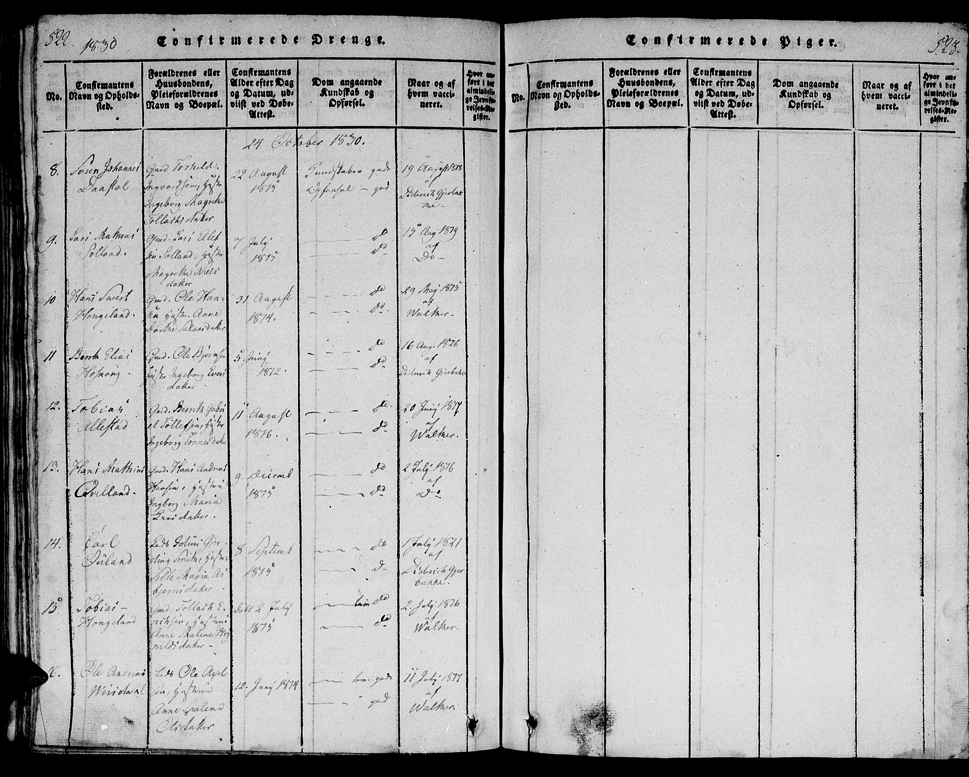 Flekkefjord sokneprestkontor, AV/SAK-1111-0012/F/Fb/Fbb/L0001: Parish register (copy) no. B 1, 1815-1830, p. 522-523