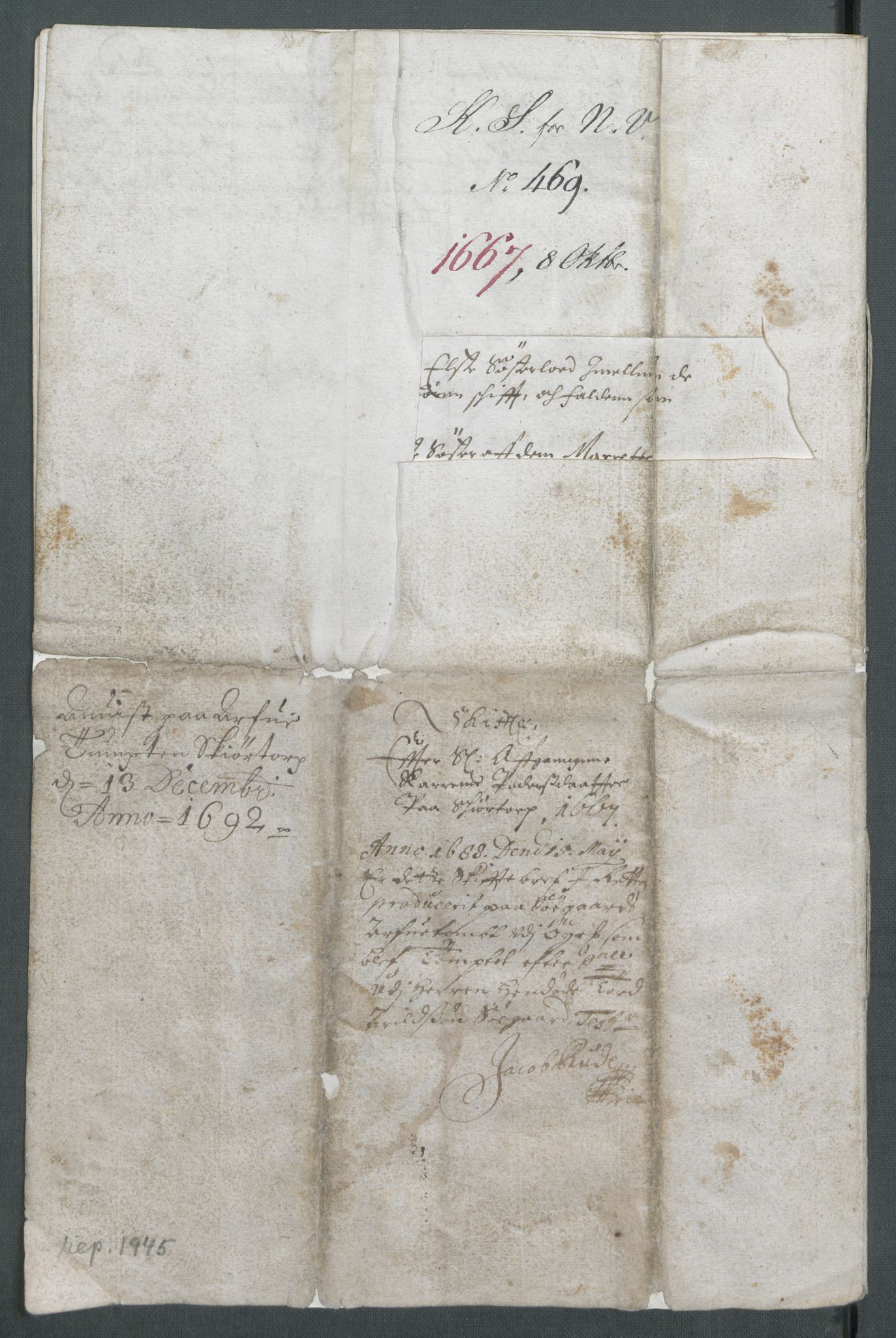 Riksarkivets diplomsamling, AV/RA-EA-5965/F02/L0171: Dokumenter, 1667-1670, p. 84