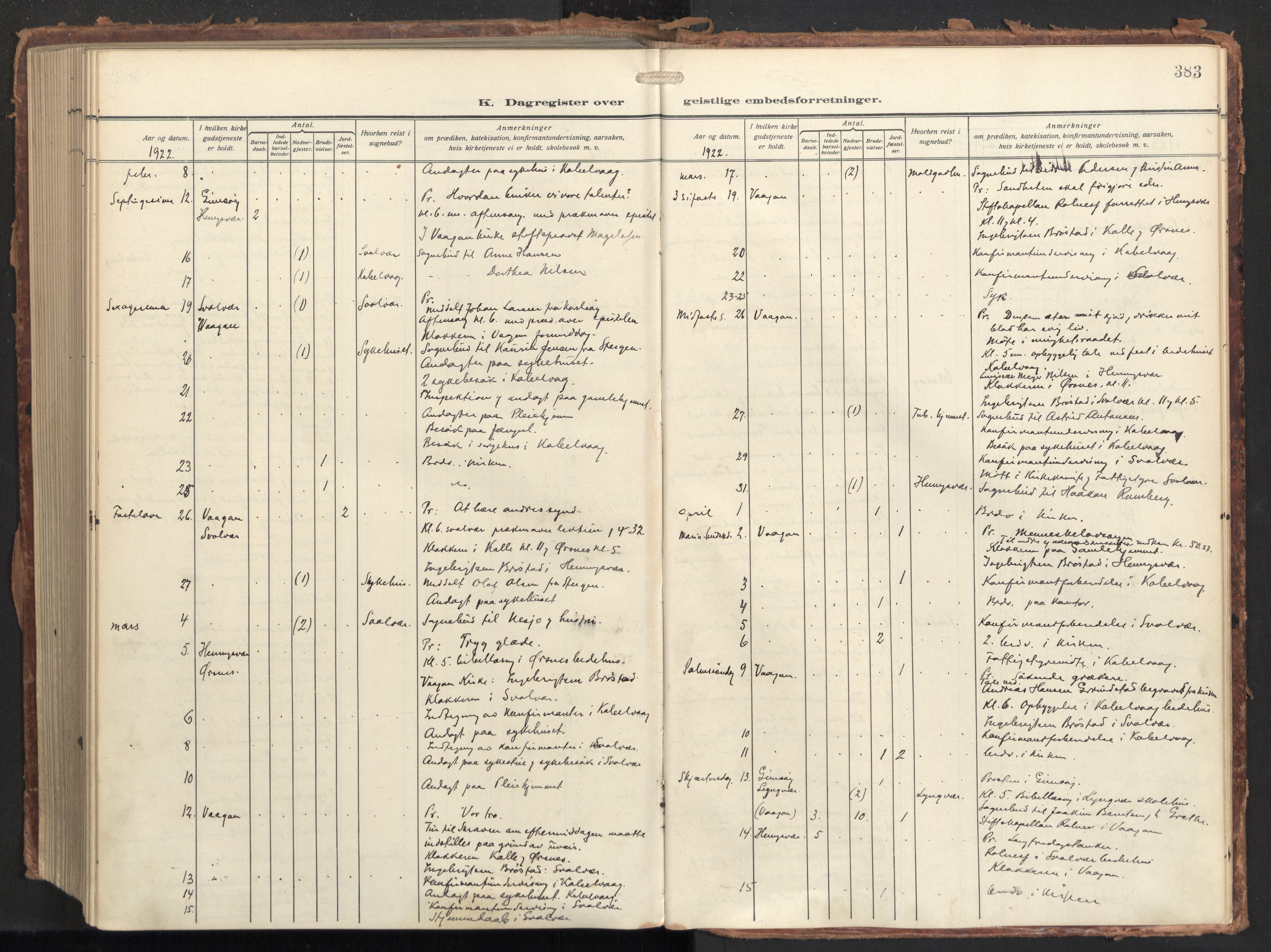 Ministerialprotokoller, klokkerbøker og fødselsregistre - Nordland, SAT/A-1459/874/L1064: Parish register (official) no. 874A08, 1915-1926, p. 383