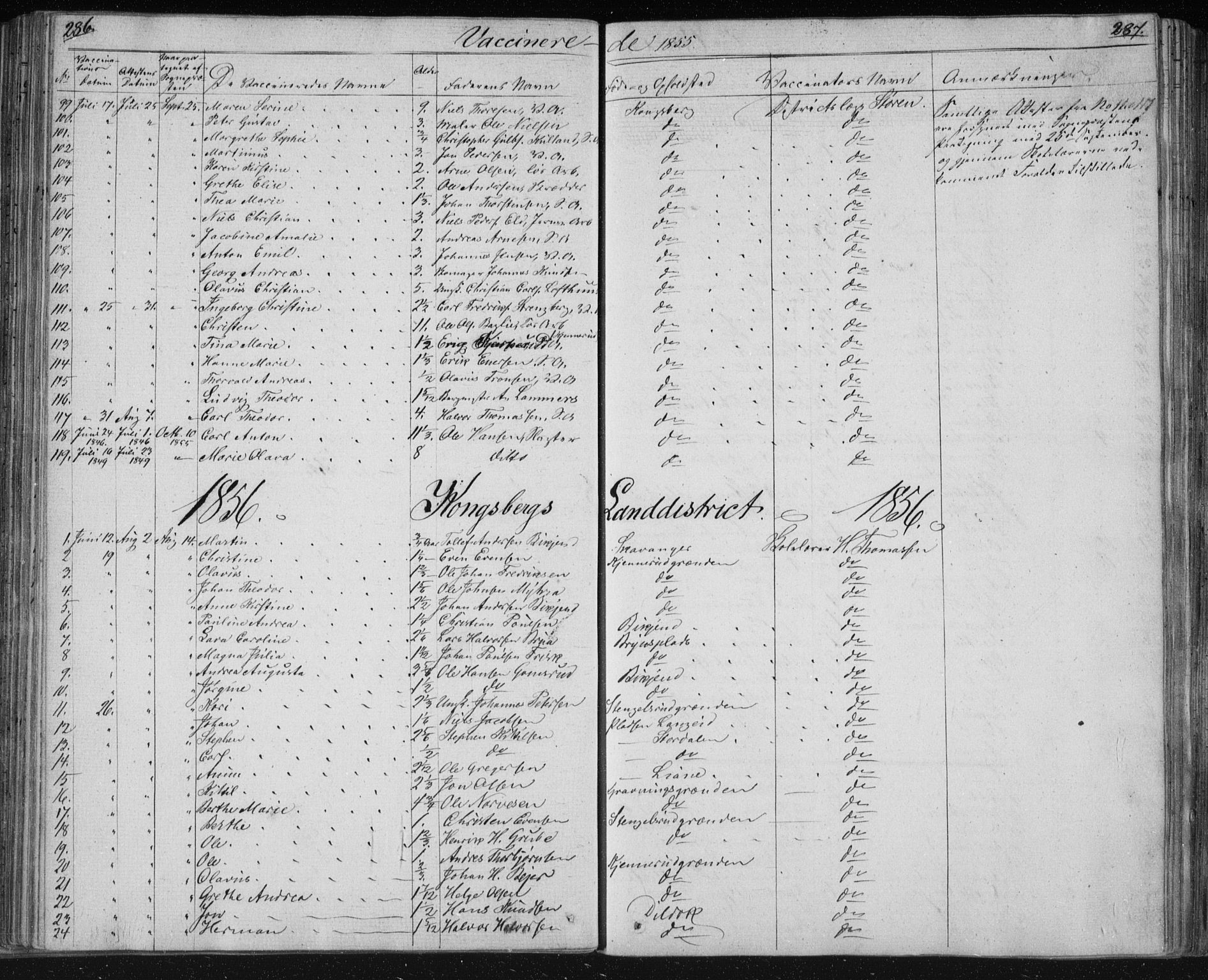 Kongsberg kirkebøker, SAKO/A-22/F/Fa/L0009: Parish register (official) no. I 9, 1839-1858, p. 286-287
