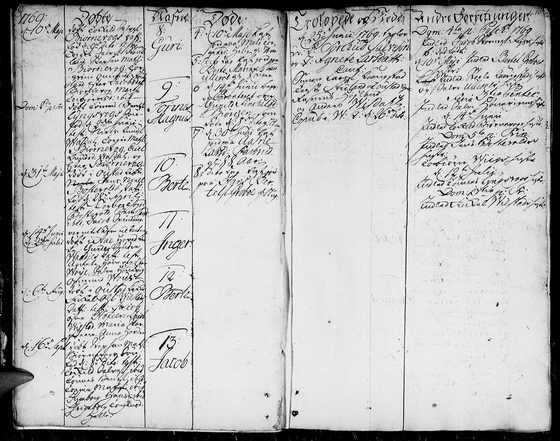 Herad sokneprestkontor, SAK/1111-0018/F/Fa/Faa/L0001: Parish register (official) no. A 1 /2, 1768-1797, p. 9-10