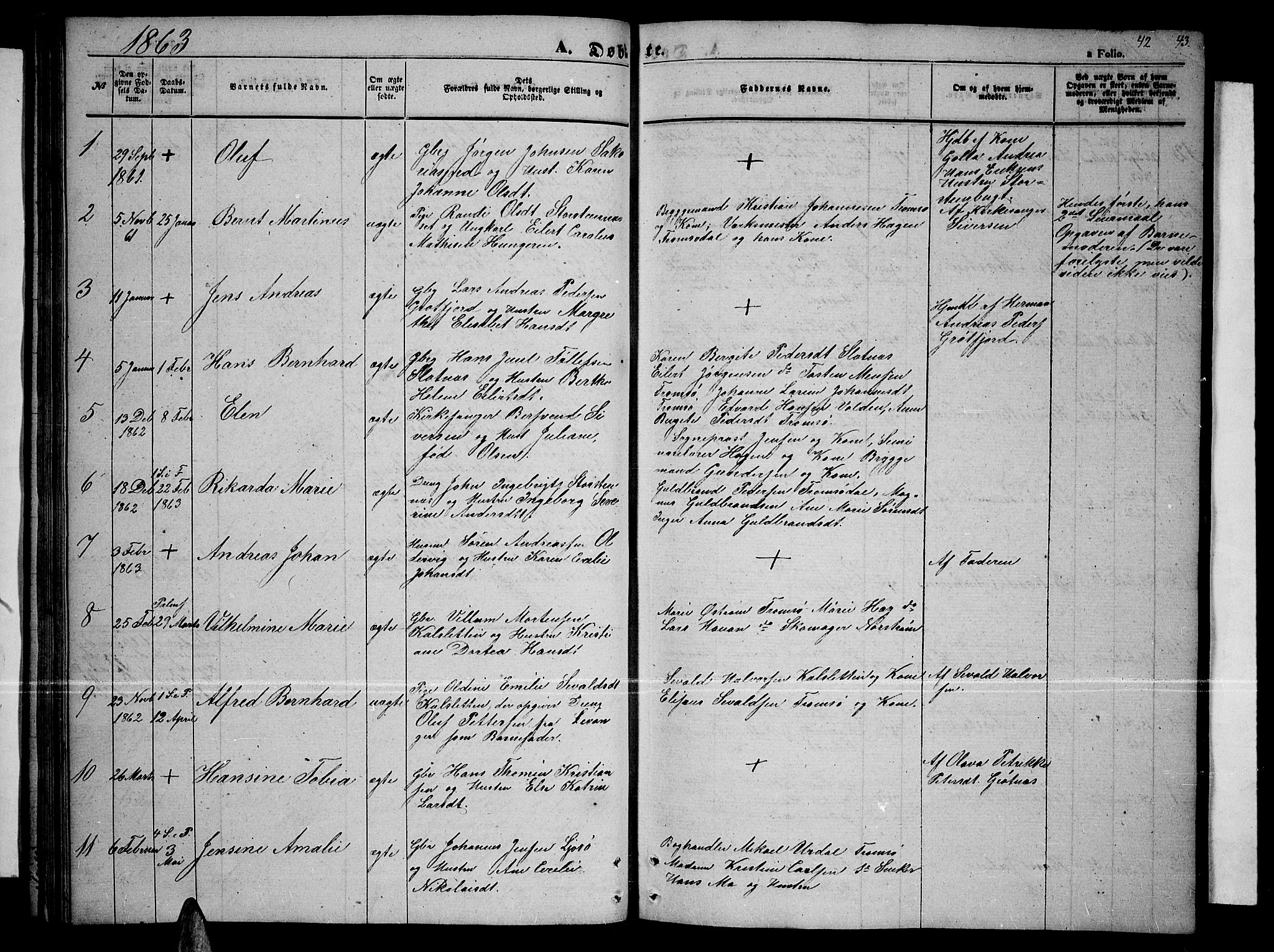 Tromsøysund sokneprestkontor, SATØ/S-1304/G/Gb/L0001klokker: Parish register (copy) no. 1, 1857-1869, p. 42