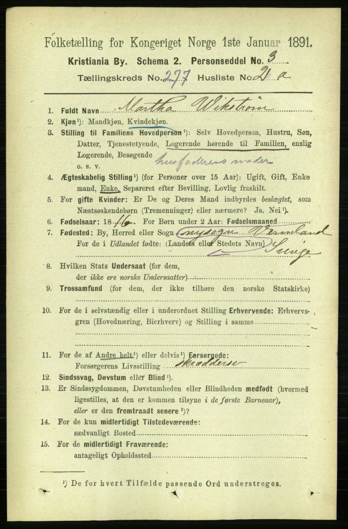 RA, 1891 census for 0301 Kristiania, 1891, p. 168536