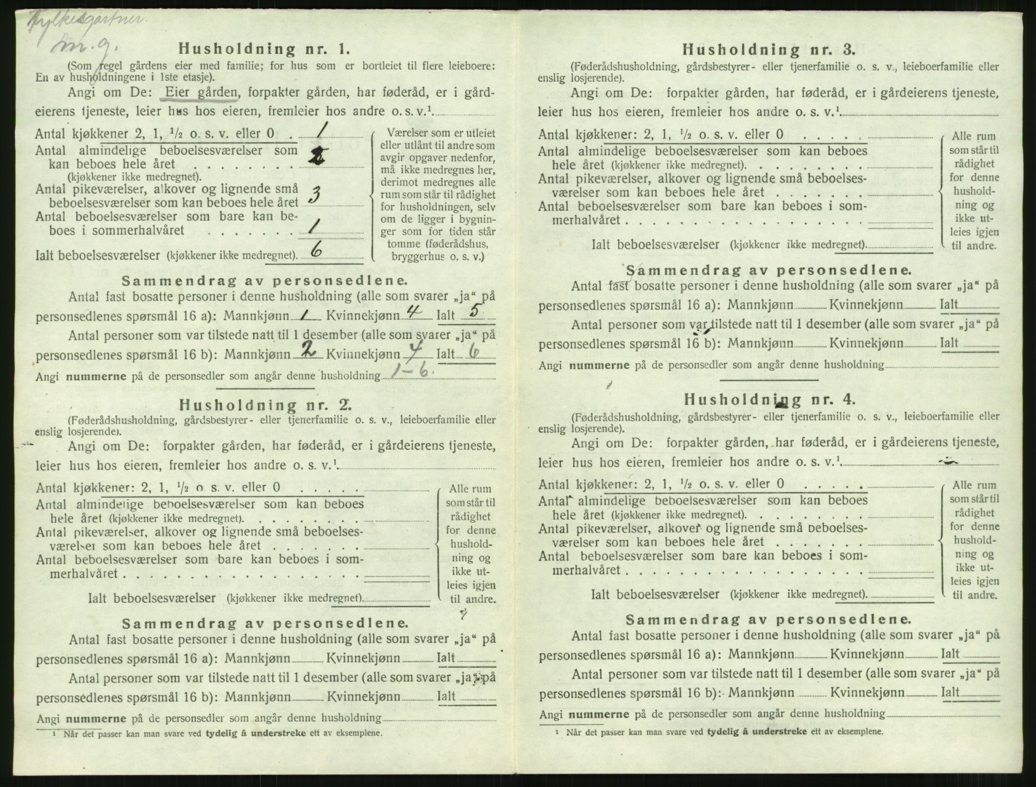 SAT, 1920 census for Tingvoll, 1920, p. 299