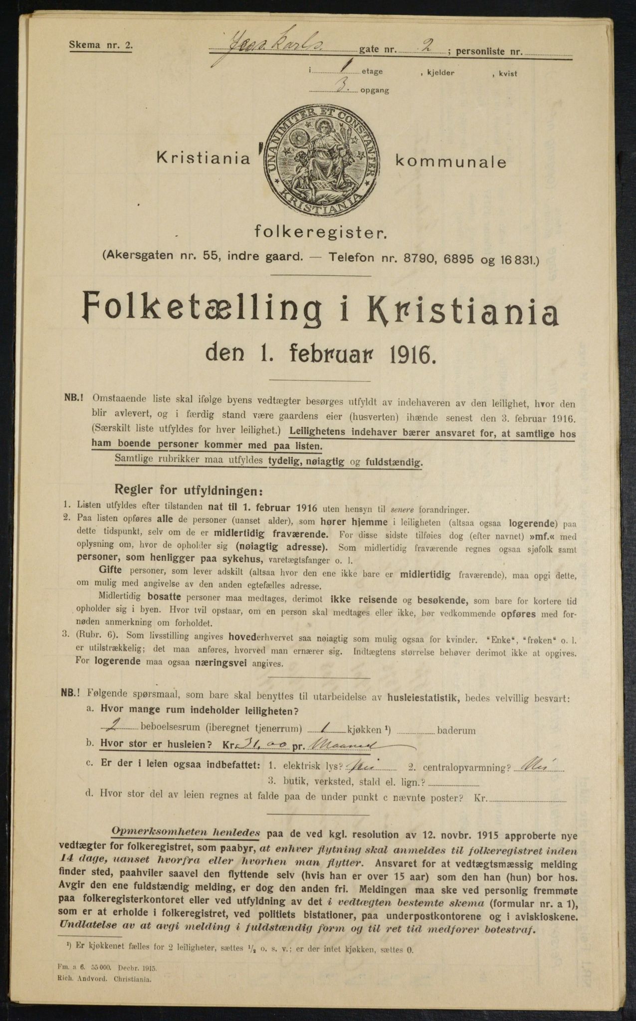 OBA, Municipal Census 1916 for Kristiania, 1916, p. 48059