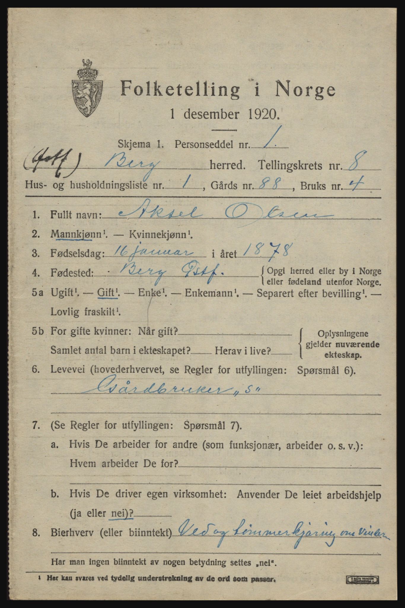 SAO, 1920 census for Berg, 1920, p. 14019