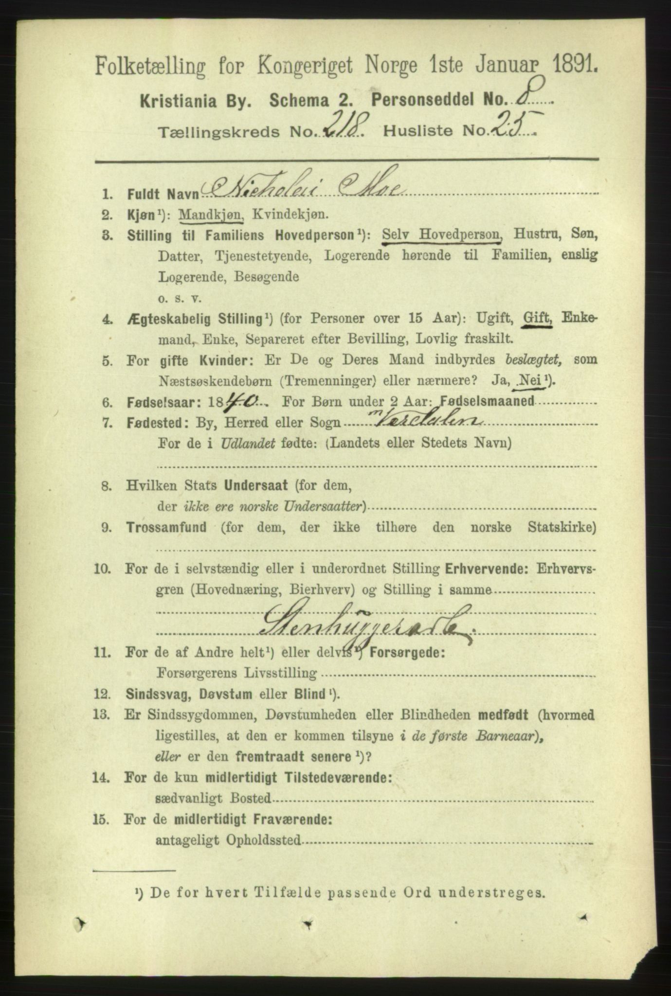 RA, 1891 census for 0301 Kristiania, 1891, p. 129625