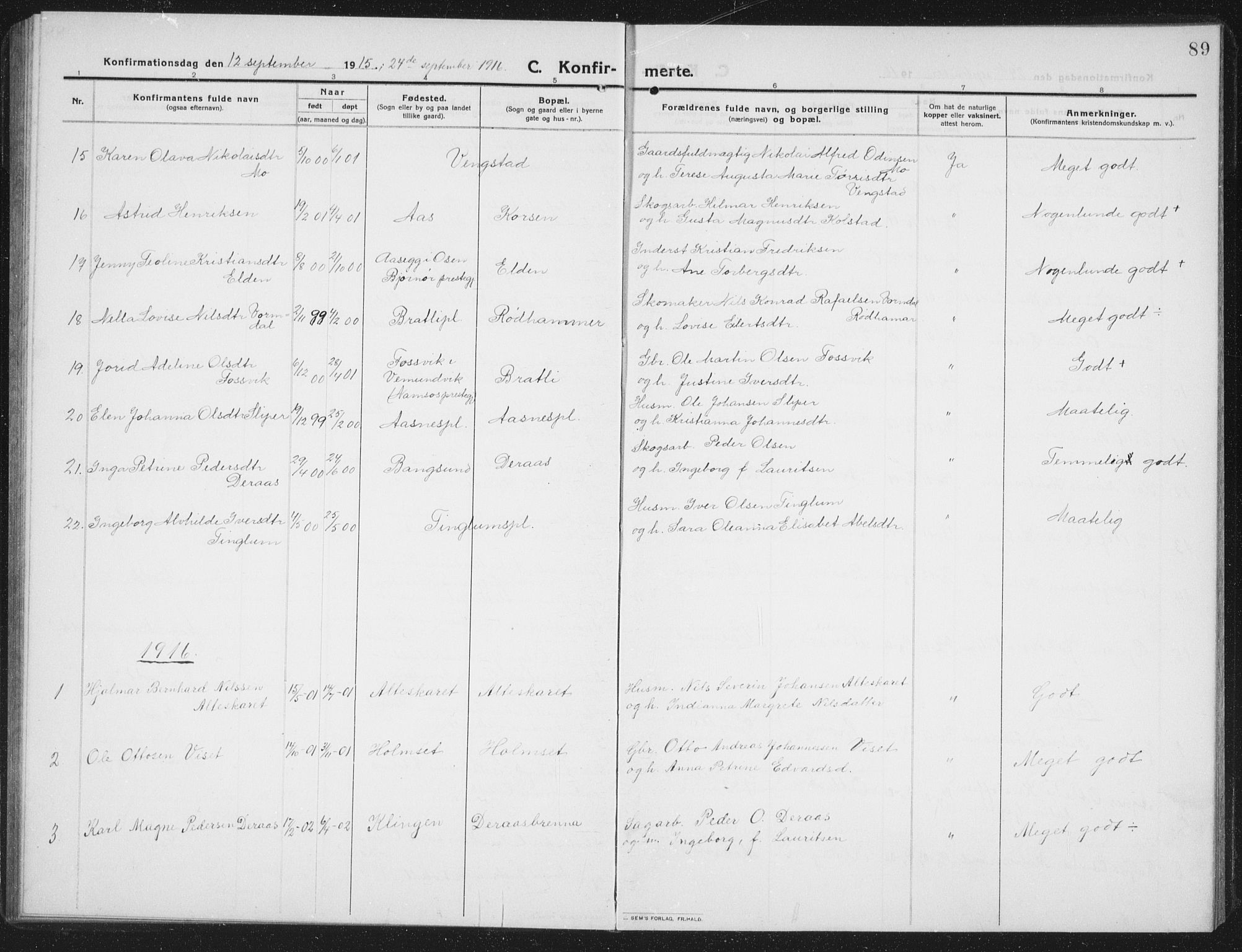 Ministerialprotokoller, klokkerbøker og fødselsregistre - Nord-Trøndelag, SAT/A-1458/742/L0413: Parish register (copy) no. 742C04, 1911-1938, p. 89