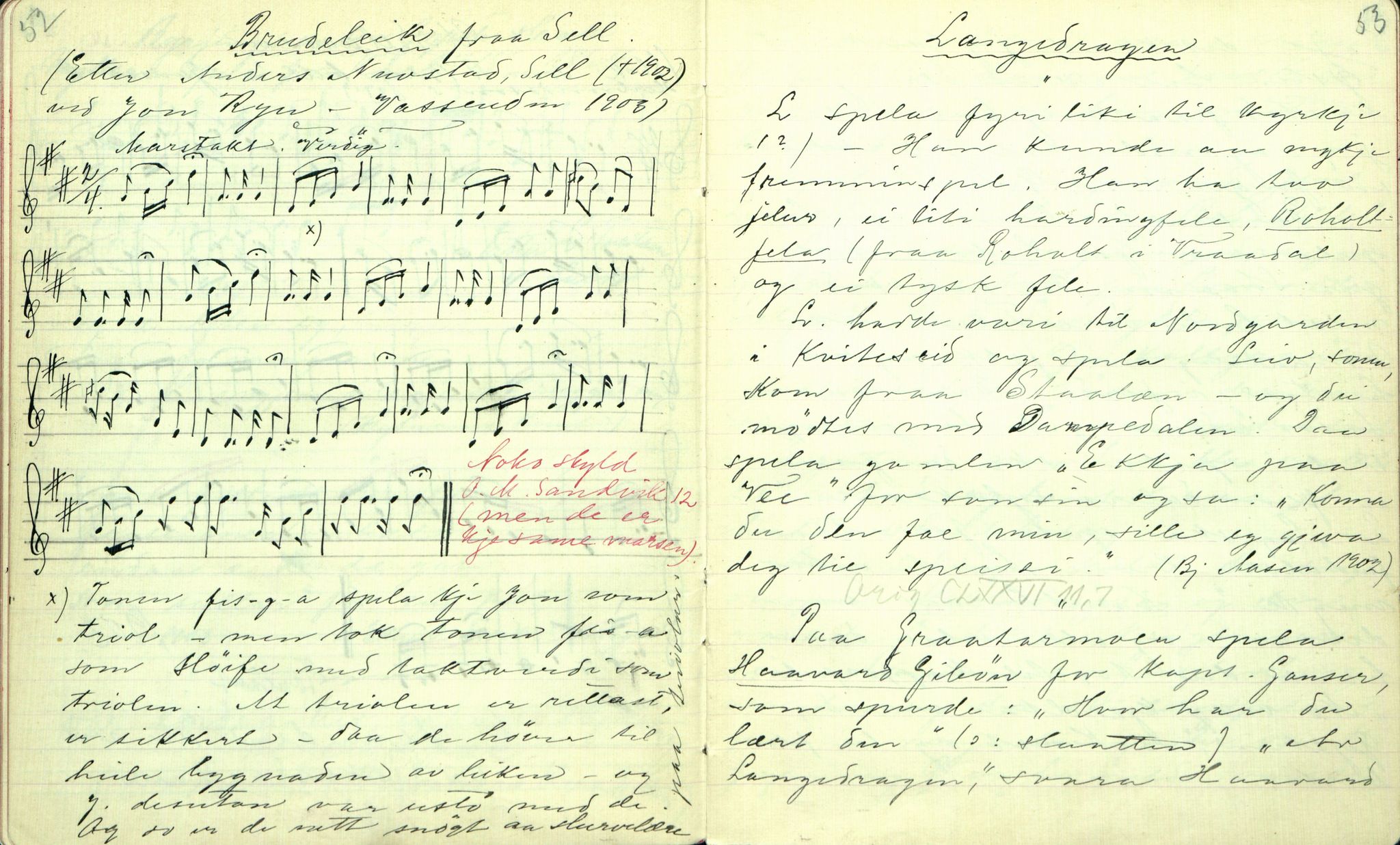 Rikard Berge, TEMU/TGM-A-1003/F/L0001/0024: 001-030 Innholdslister / 20. Musiksoge. Folkemusik II, 1902-1903, p. 52-53